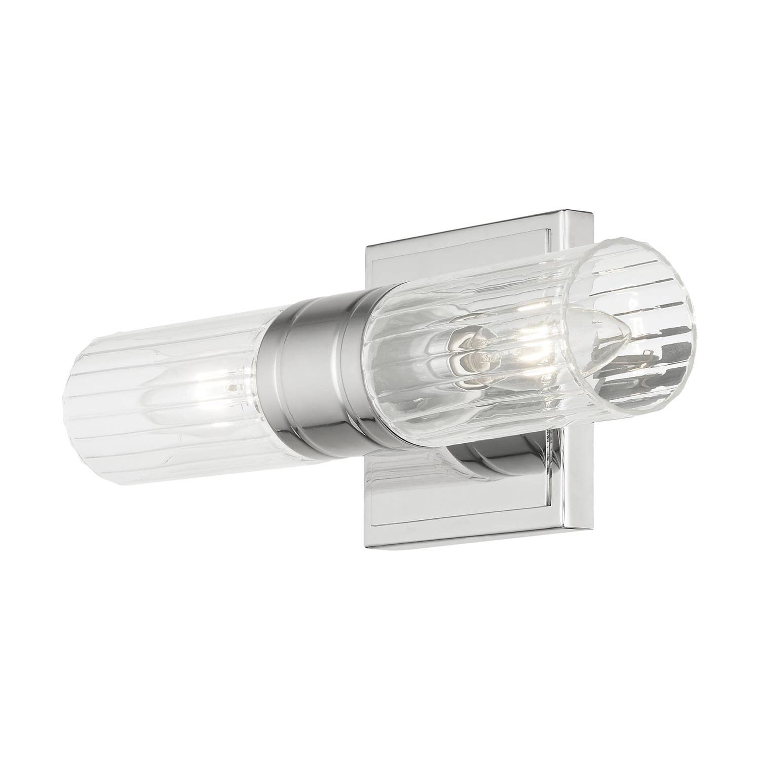 Livex Lighting 50692-05 Midtown 2-Light Chrome Bathroom Vanity Light Fixture for Modern Home Decor - Perfect for Bathroom, Powder Room & Dressing Area Lighting