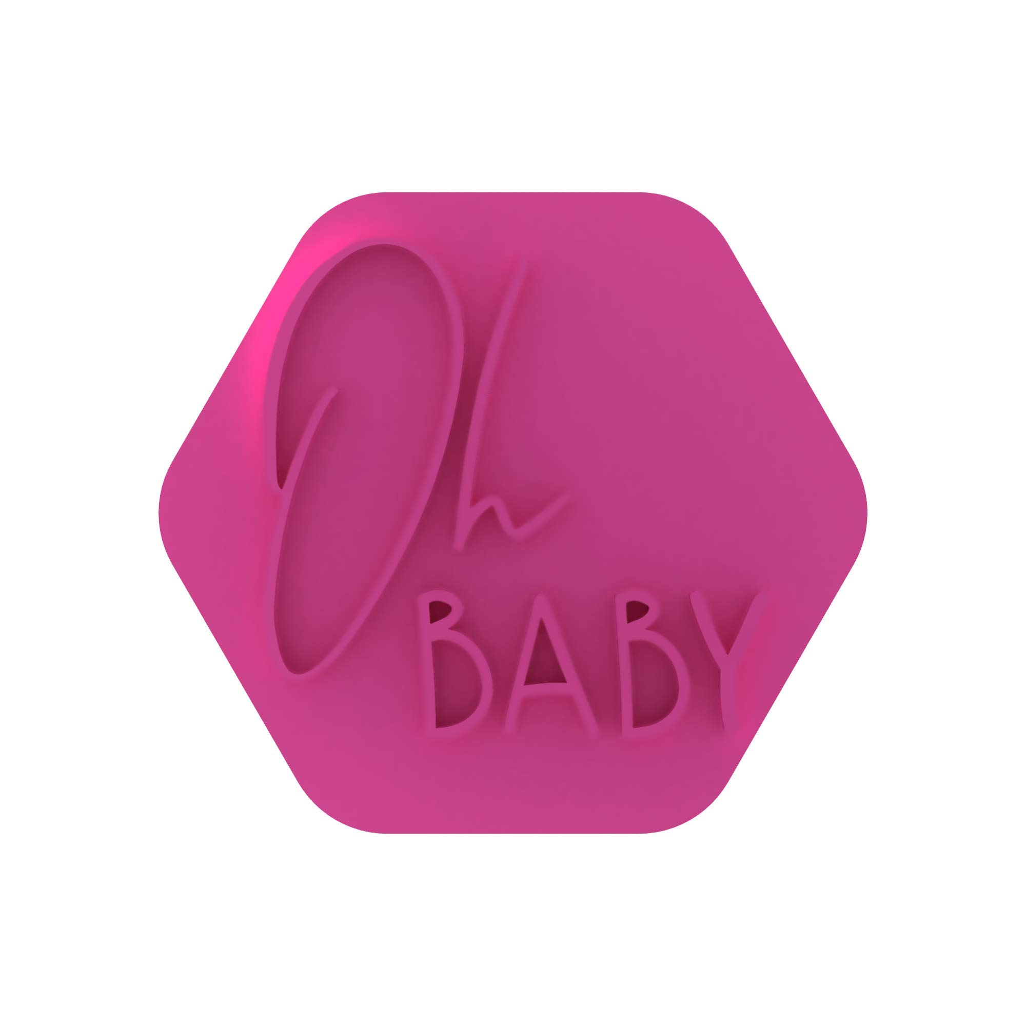 LissieLou Oh Baby Cookie Stamp - Light Pink Baby Shower & Gender Reveal Party Fondant Embosser - Perfect for Decorating Cookies, Cupcakes and Cakes - Ideal for Baby Showers, Gender Reveal Parties and Baking Gifts