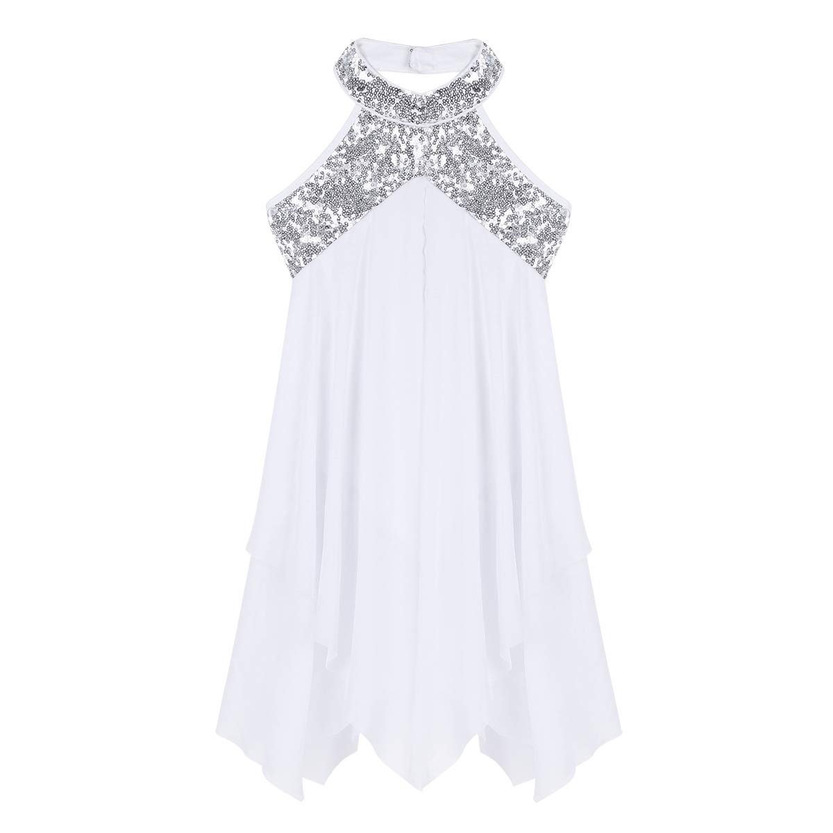 Girls' Halter Neck Lyrical Dance Leotard with Sequins - Modern Jazz & Latin Dancewear for Kids | Perfect for Recitals, Competitions & Dance Classes