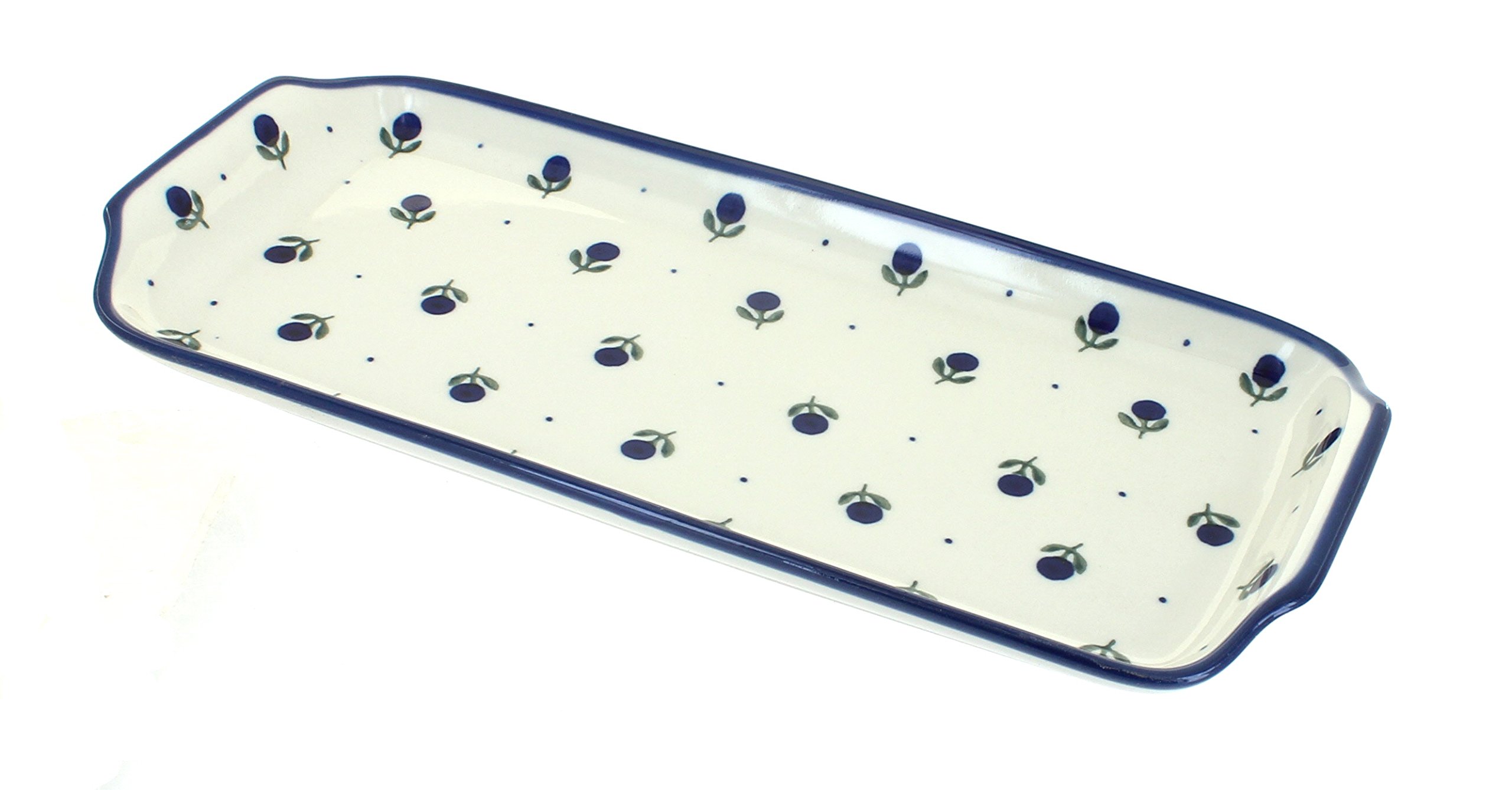 Handmade Blue Rose Polish Pottery Blueberry Bread Tray - Vintage Ceramic Serving Platter for Breakfast, Brunch & Tea Parties - Perfect for Bread, Pastries & Dessert Display