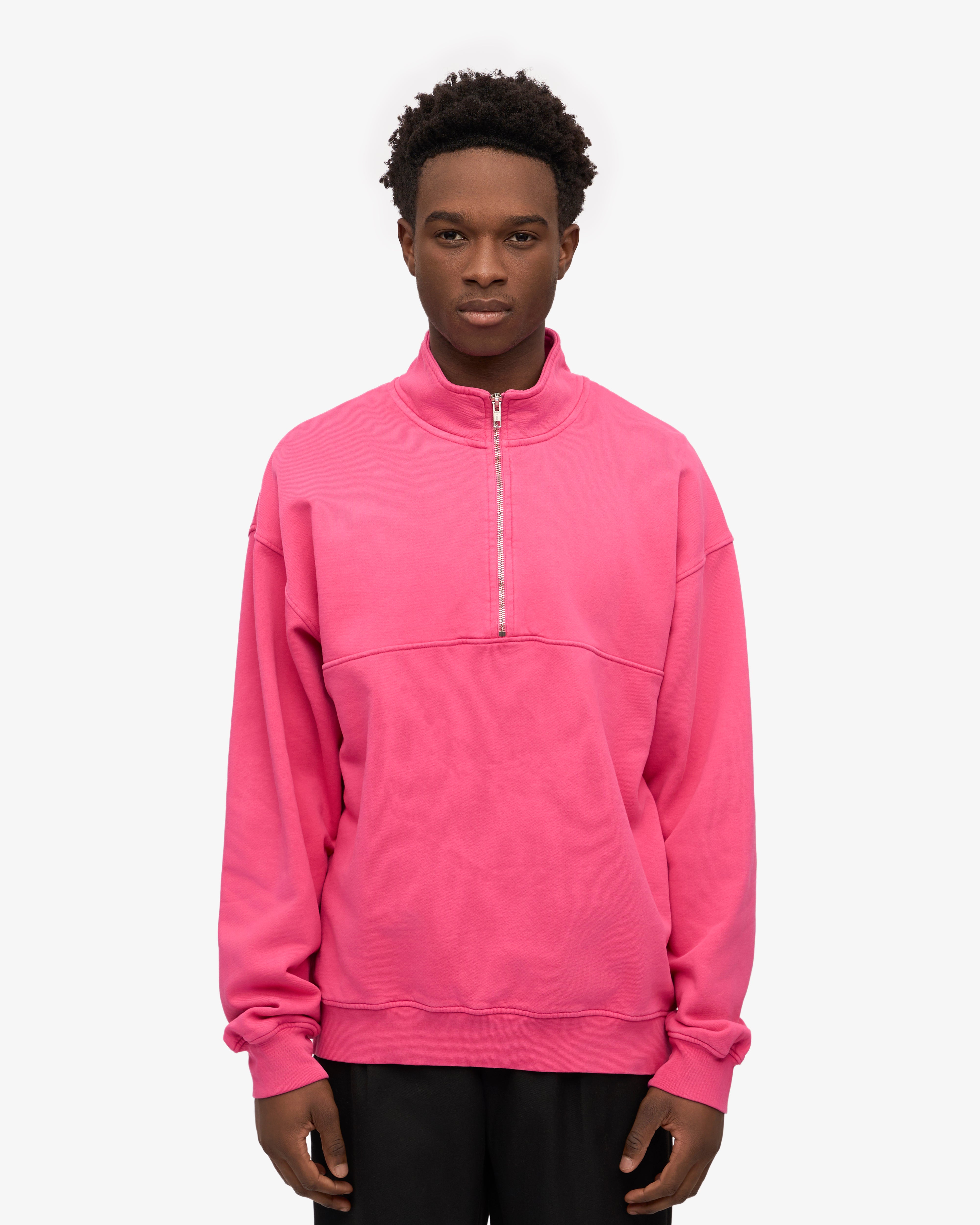 Organic Quarter Zip Sweatshirt for Women - Soft Bubblegum Pink Pullover for Casual Wear & Outdoor Activities