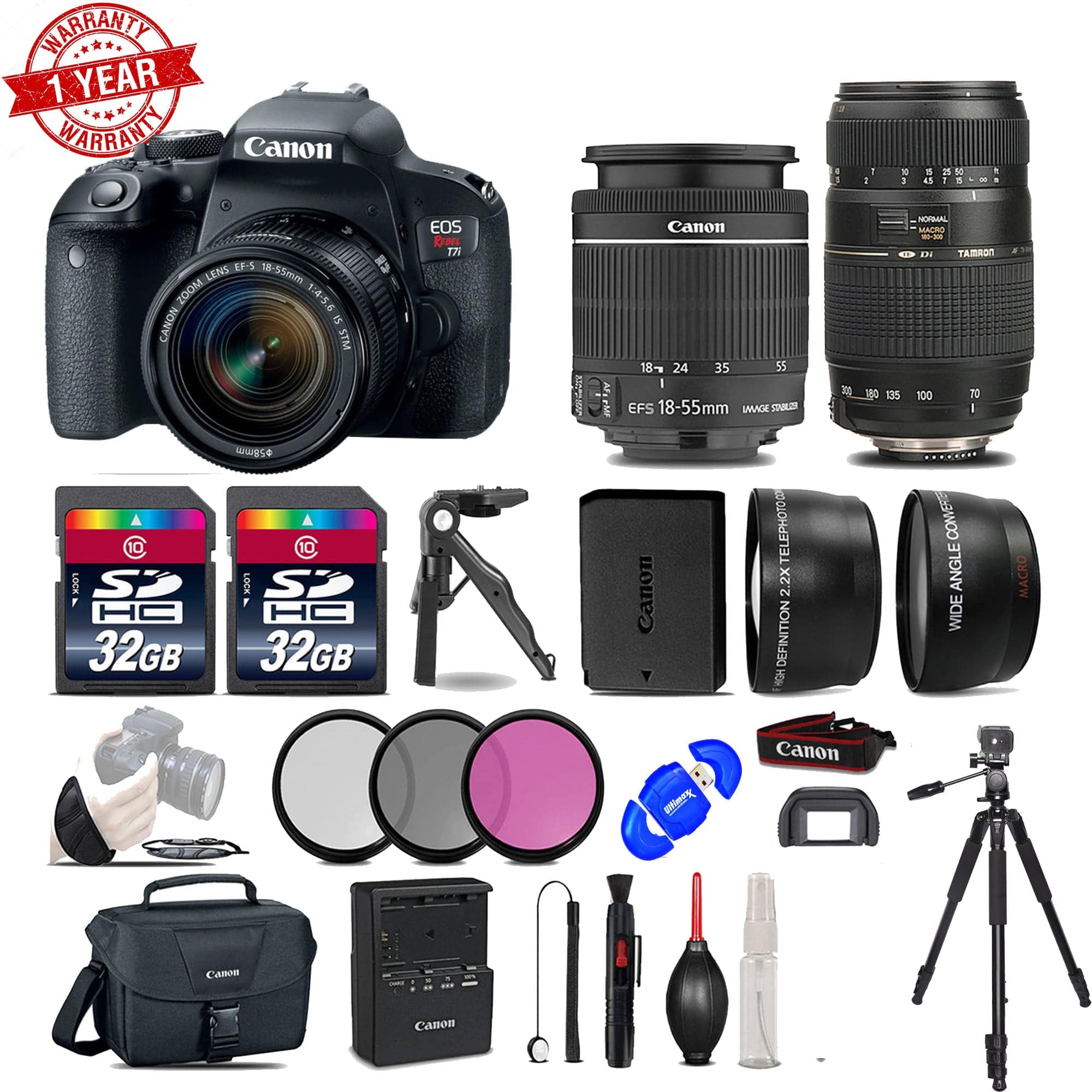 Canon EOS Rebel T7i/800D DSLR Camera Bundle with 18-55mm & 70-300mm Lenses - Perfect for Travel Photography, Portraits, and Wildlife Shooting