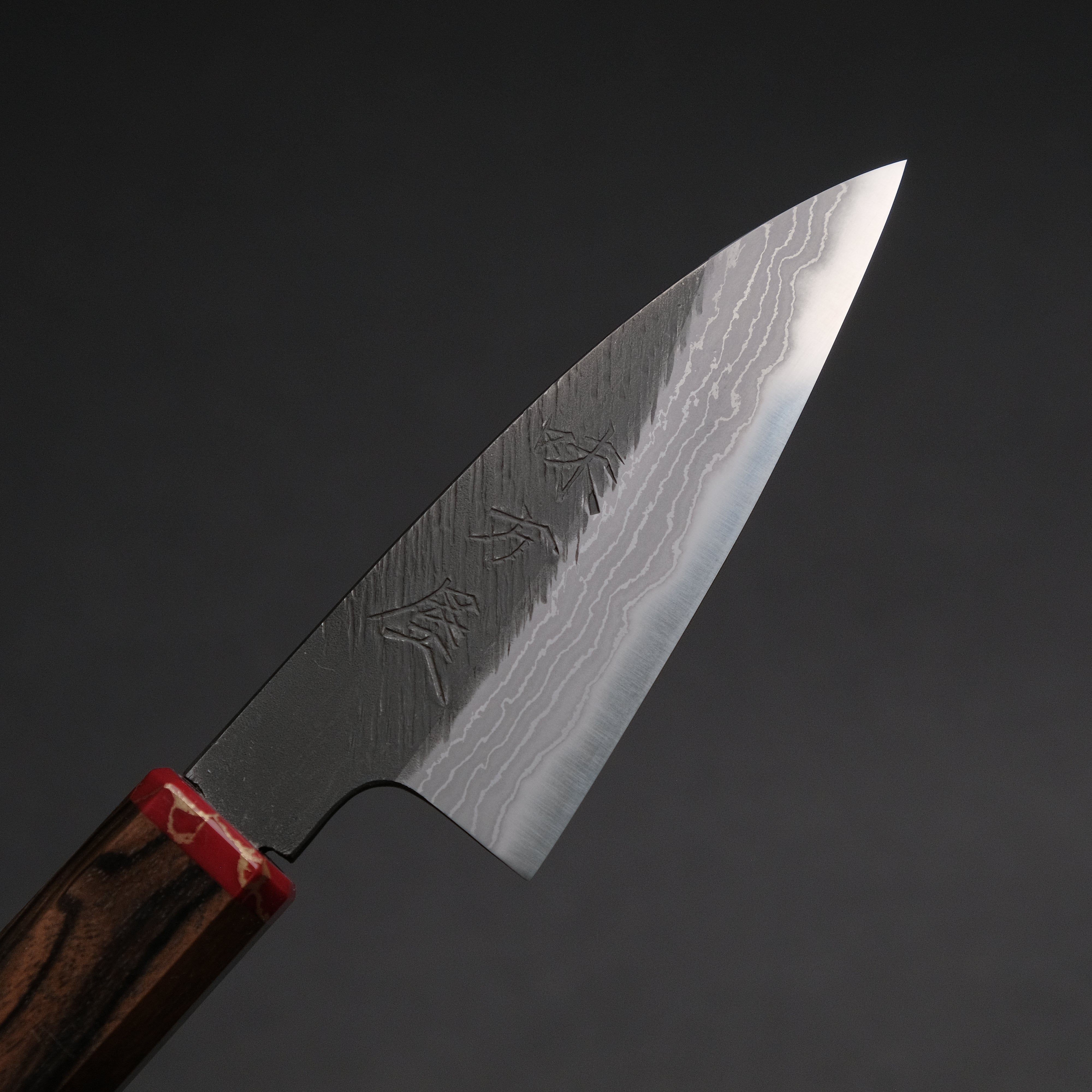 Premium Ajikataya White #2 Matsuba Damascus Petty Knife 80mm - Ebony Wood Handle with TQP Finish (#31) - Perfect for Slicing Fruits, Vegetables & Precision Kitchen Tasks