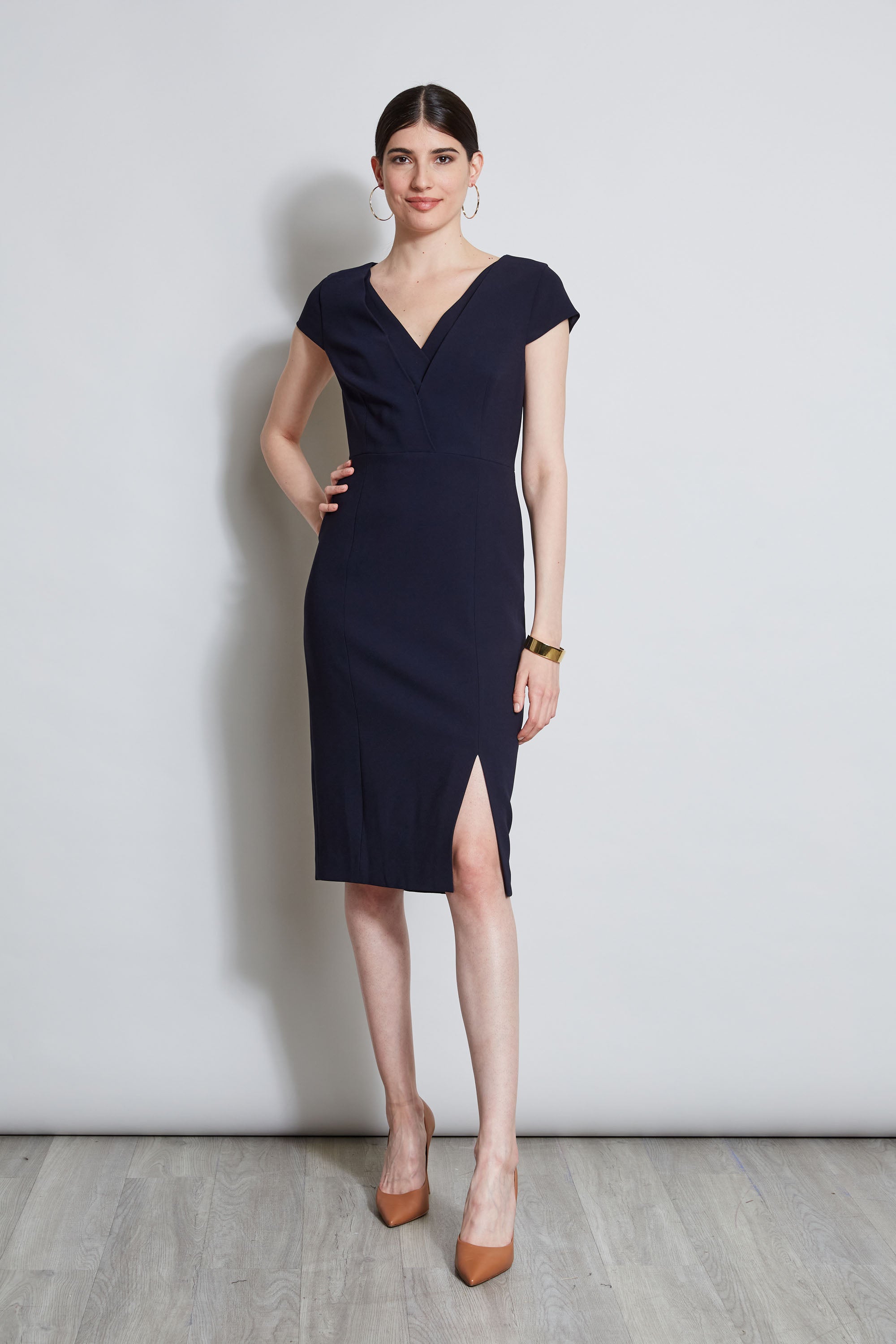 Elegant V-Neck Crepe Dress for Women - Flowy & Comfortable Summer Dress for Casual Wear, Office, and Special Occasions