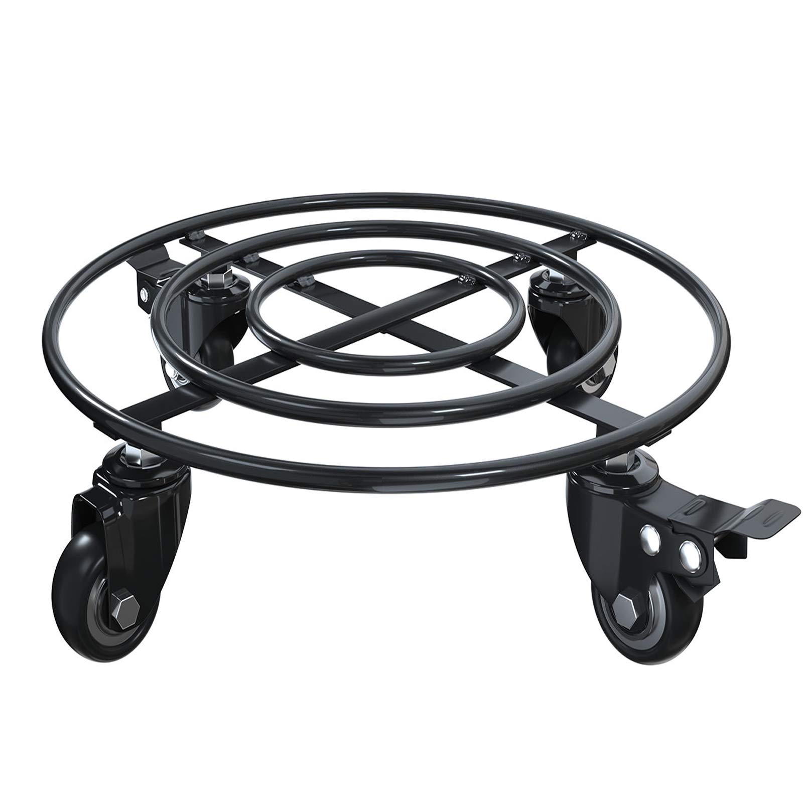 Yimobra 14 Inch Heavy Duty Plant Caddy with Wheels - Metal Rolling Plant Stand for Indoor/Outdoor Potted Flowers, Garden Dolly Container Accessories (Black) - Perfect for Living Room, Patio, and Greenhouse Use
