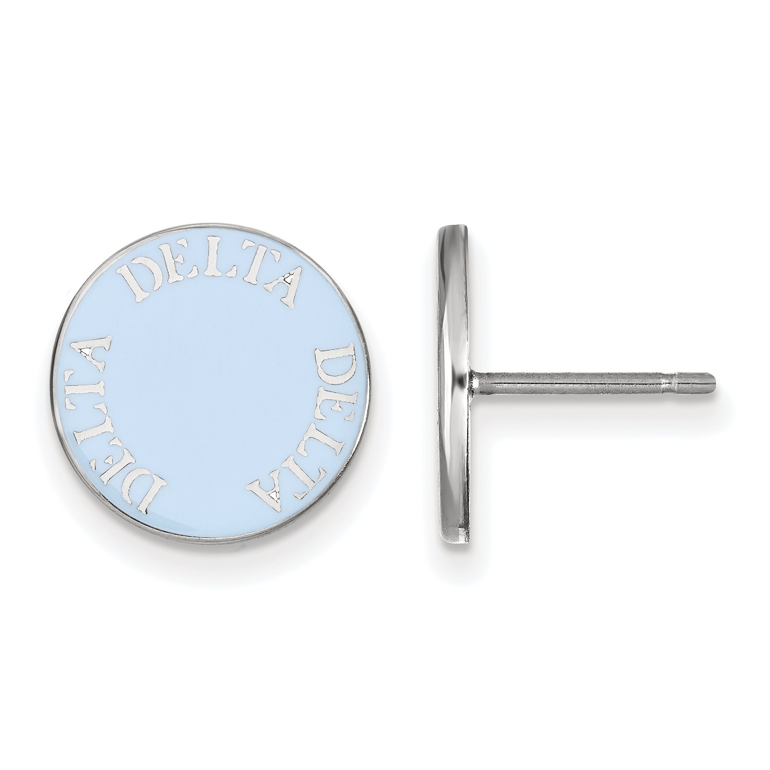 Sterling Silver Tri Delta Enameled Post Earrings - Sorority Jewelry for Delta Delta Delta Members - Perfect for Graduation, Sisterhood Events & Gifts