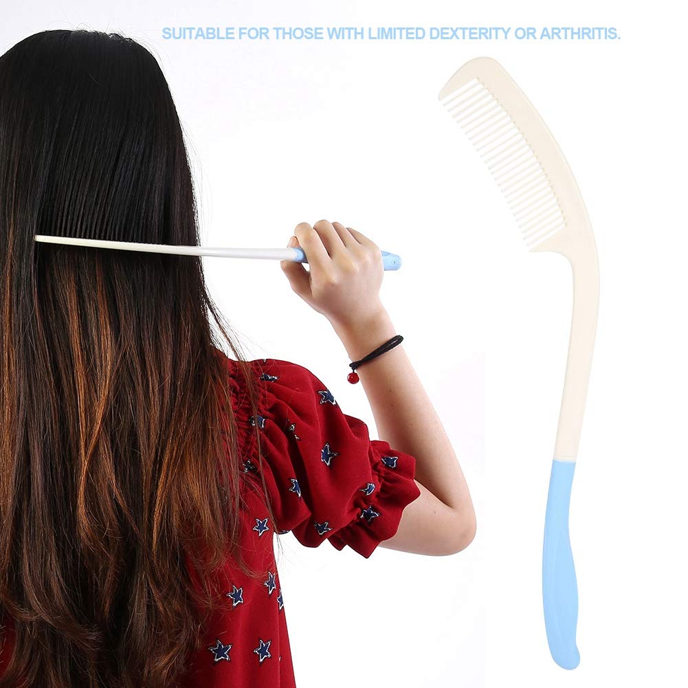 Long Handle Hair Brush with Non-Slip Grip - Professional Detangling Comb for Thick & Long Hair - Perfect for Salon, Home Use & Travel - White