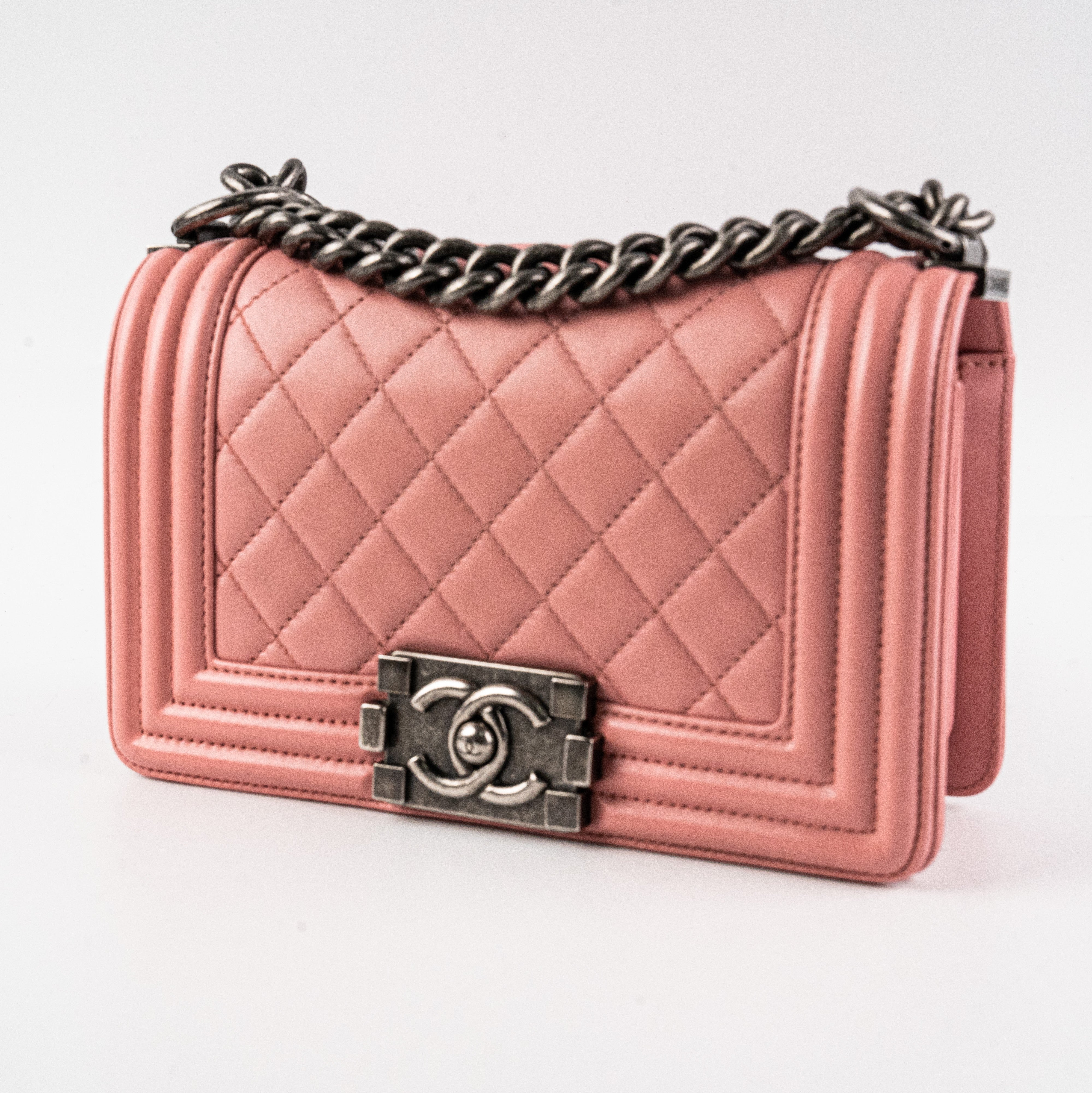 Chanel Small Lambskin Boy Bag in Pink - Luxury Crossbody Handbag for Women | Perfect for Date Night, Parties & Everyday Elegance