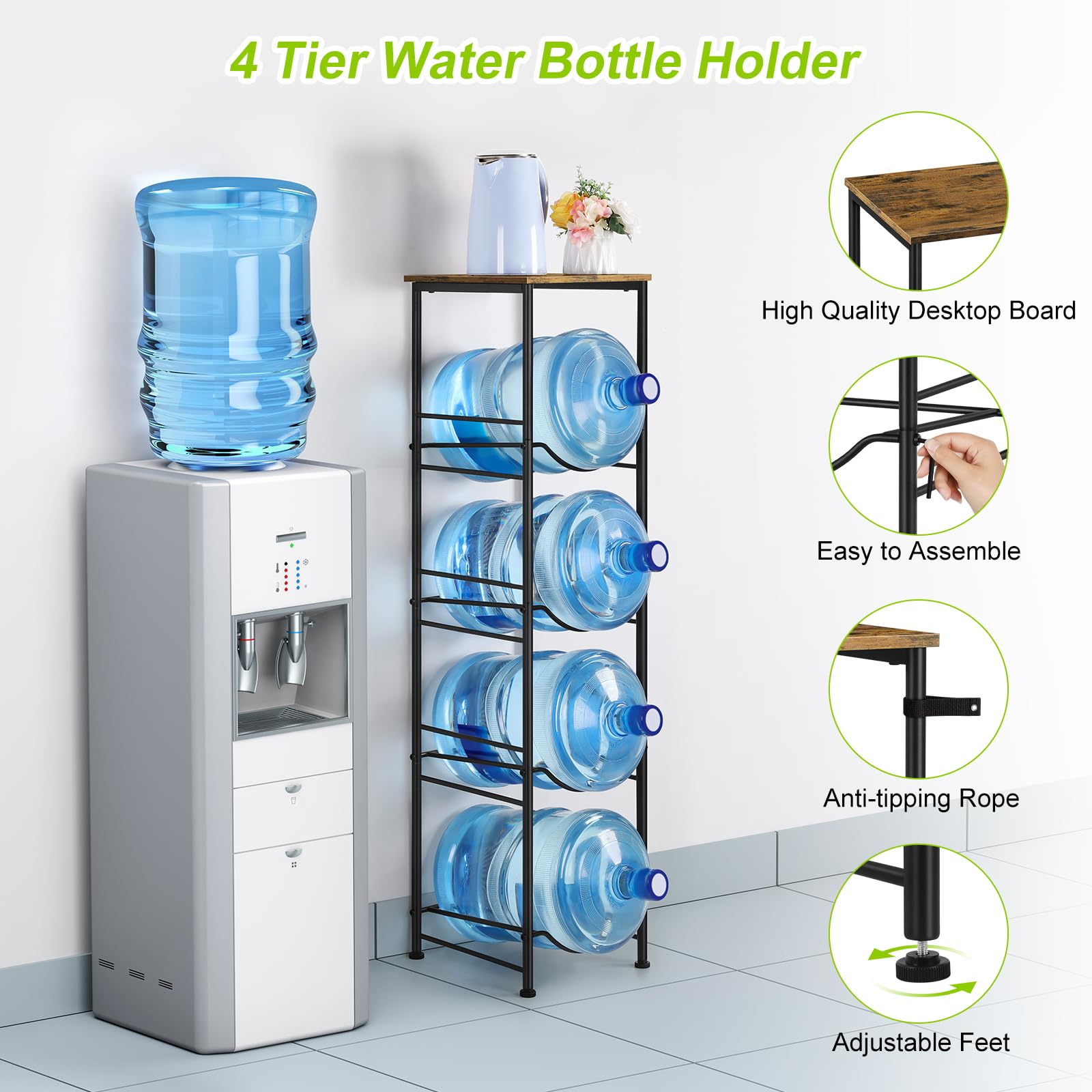 5-Tier Water Bottle Holder Organizer for Kitchen, Office & Living Room