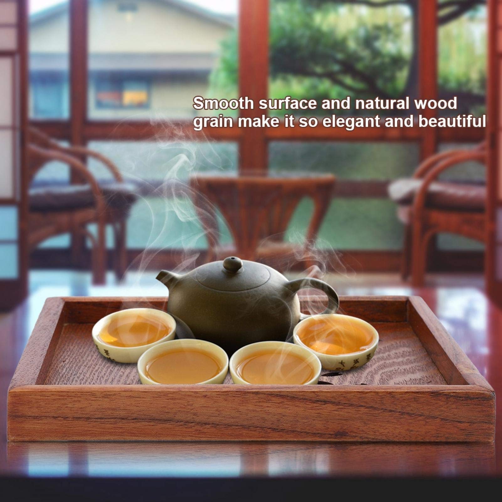 Wooden Serving Tray Set - Handcrafted Solid Wood Fruit Plate, Vegetable Platter & Tea Tray for Coffee, Snacks, Desserts - Flower-Shaped Hollow Design - Perfect for Kitchen, Dining Table, Picnics & Party Serving
