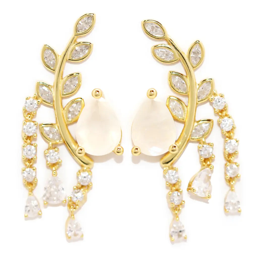 Olivia Elegant Dangle Earrings for Women - Gold Plated Hoop Earrings for Party, Wedding & Everyday Wear