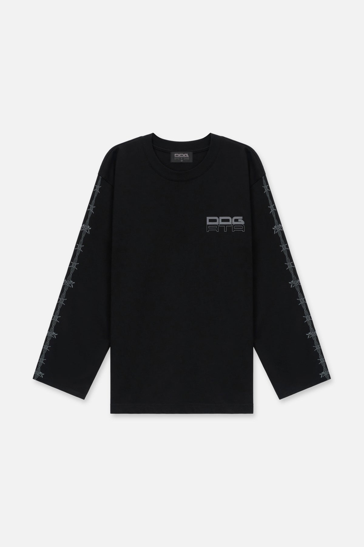 KASH Long Sleeve T-Shirt for Men - Black Barbed Wire Graphic Tee | Casual Streetwear Top for Everyday Wear & Urban Fashion