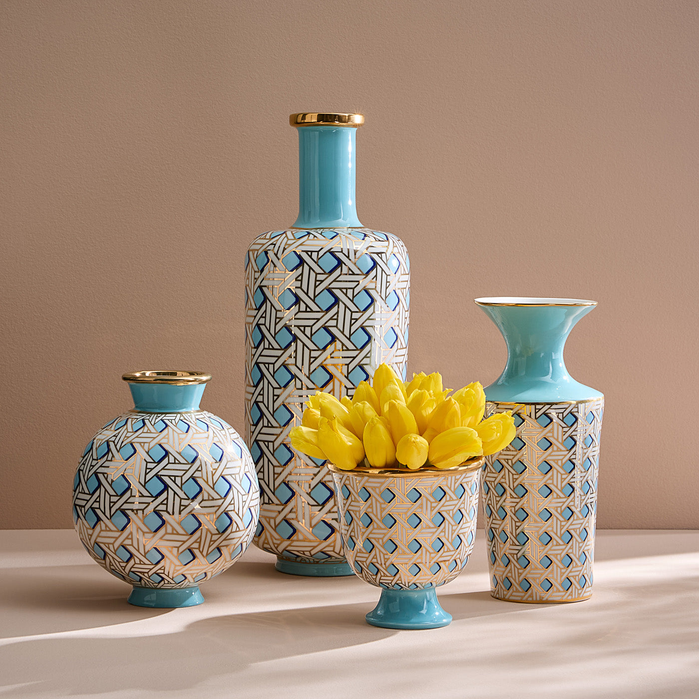 Handwoven Tall Basketweave Bottle Vase - 12