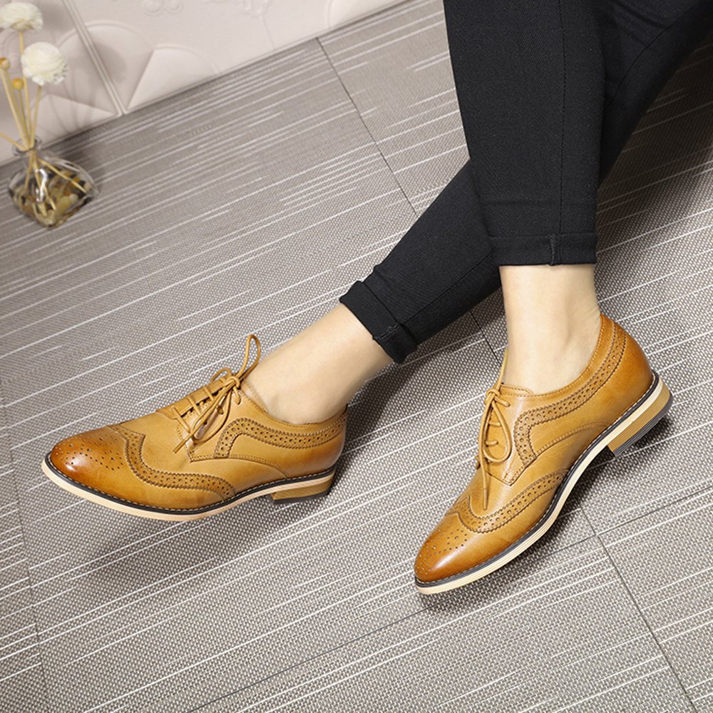 Handmade Women's Wing Tip Oxford Brogue Shoes - Genuine Leather Lace-Up Derby for Casual & Office Wear - Perfect for Work, Parties & Everyday Comfort