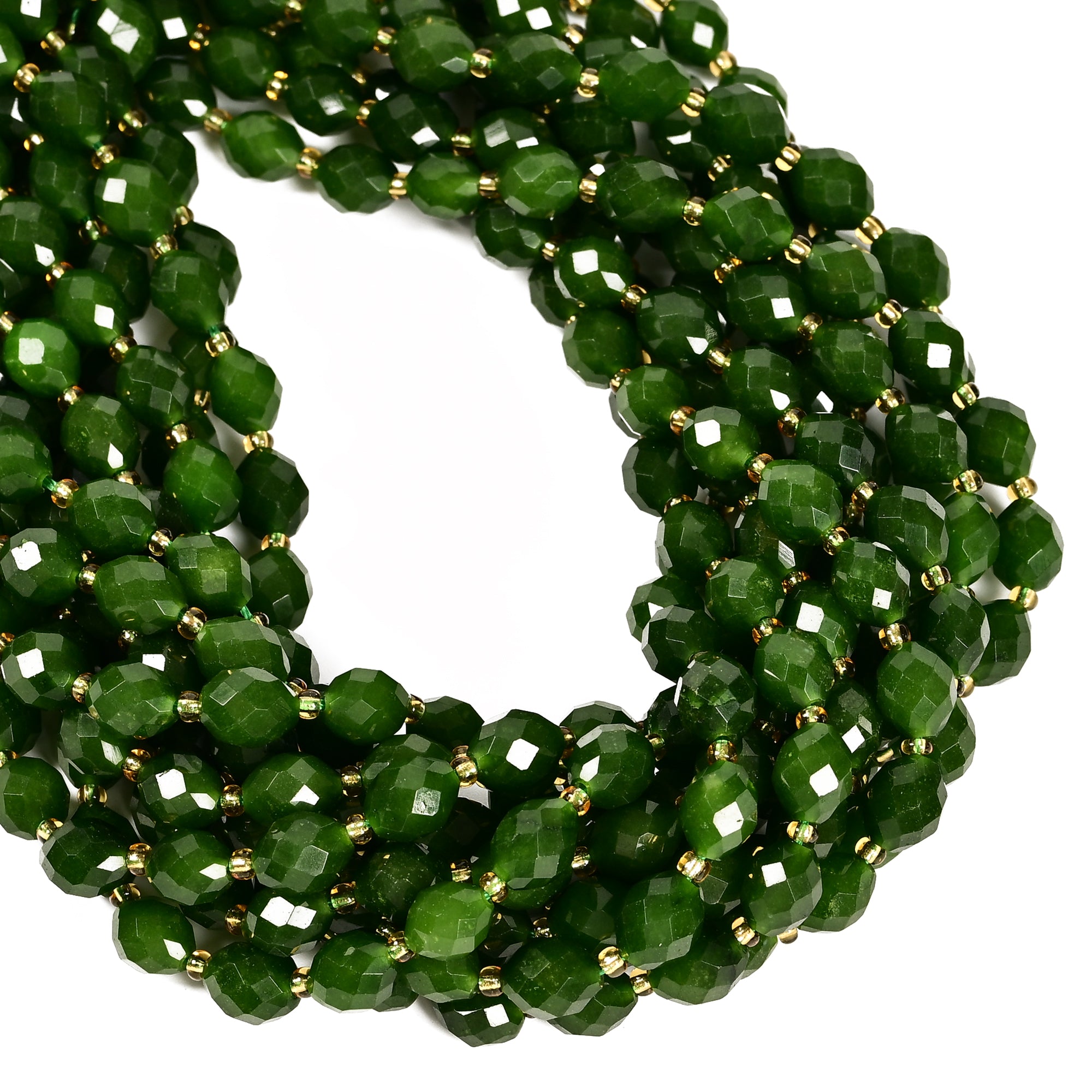 Natural Emerald Green Dyed Jade Faceted Rice Beads 8x10mm - 15.5 Inch Strand for Jewelry Making, DIY Bracelets & Necklaces | Perfect for Boho, Wedding & Fashion Accessories