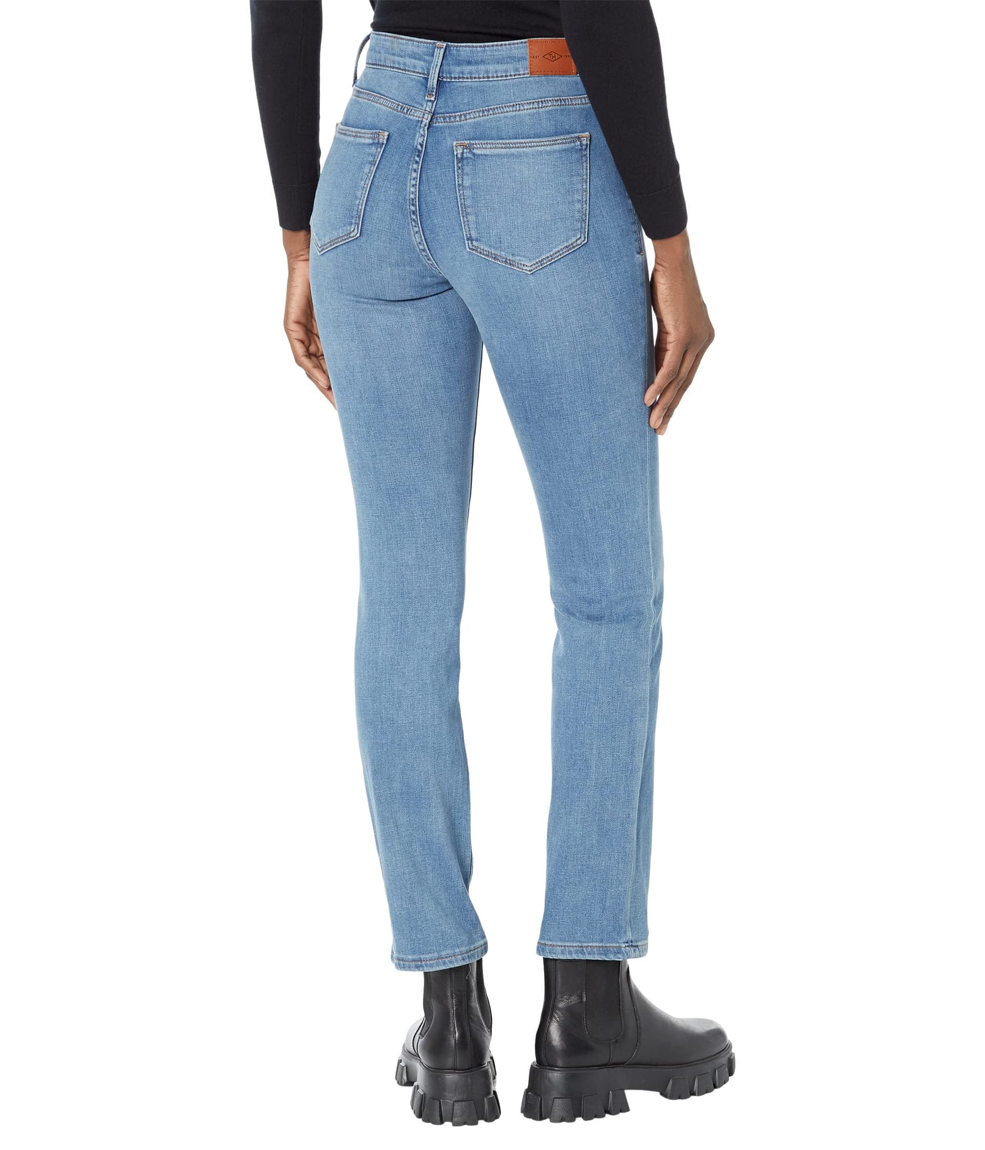 Tommy Hilfiger Women's Mid Rise Straight Leg Jeans - Classic Denim Pants for Casual Wear, Office & Everyday Outfits