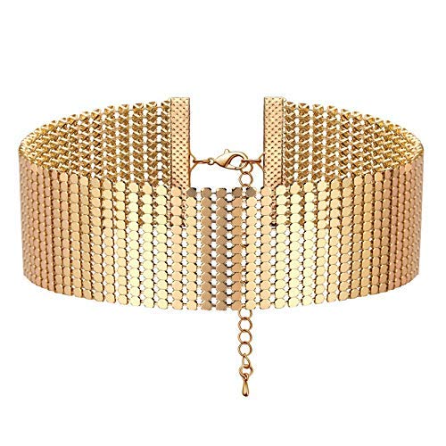 OOMPhElicious Gold Shimmer Double-Sided Fashion Choker Necklace for Women & Girls - Elegant Layered Statement Jewelry for Parties, Date Nights & Special Occasions