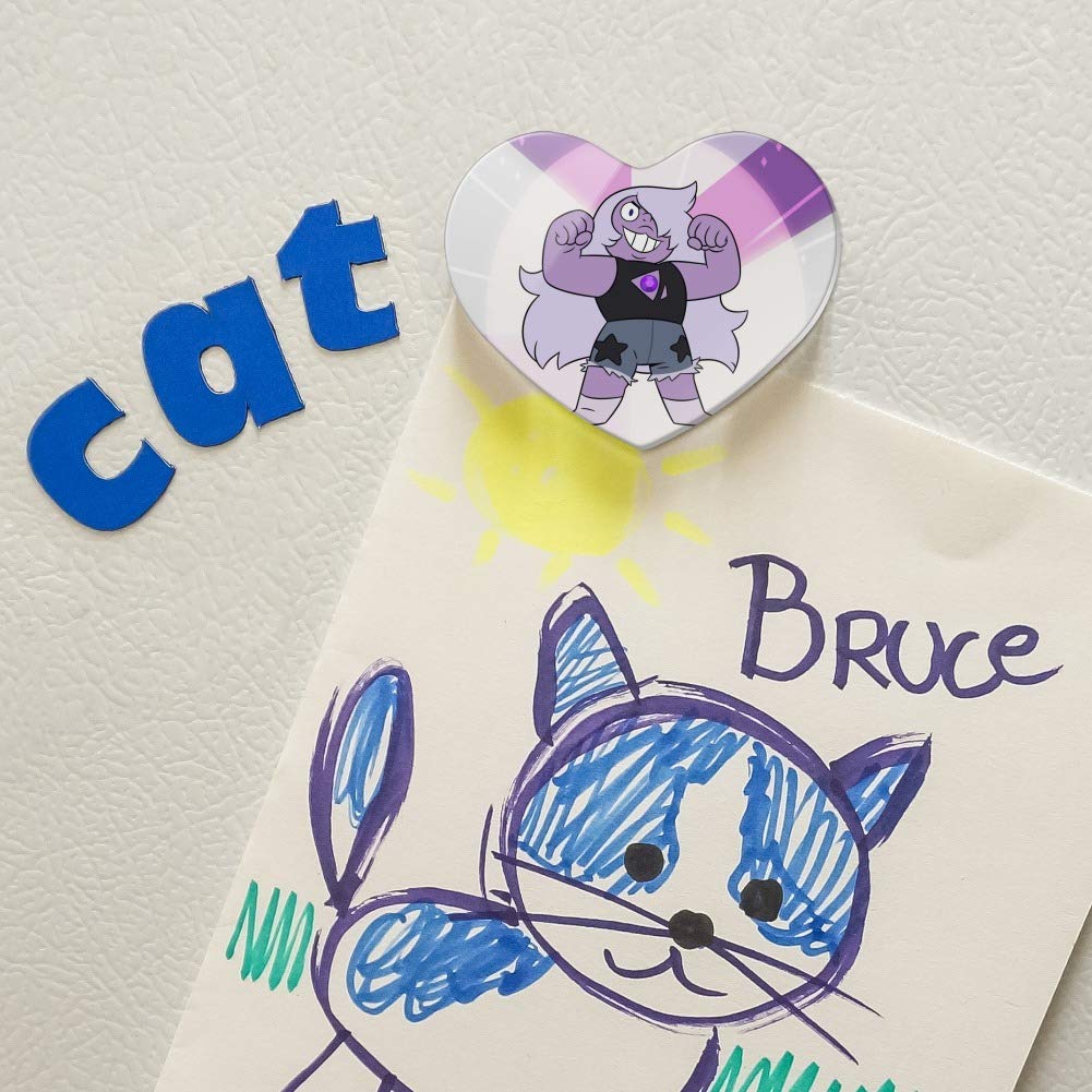 Steven Universe Amethyst Heart Acrylic Fridge Magnet - Fun Cartoon Character Decoration for Kitchen, Office & Dorm Room