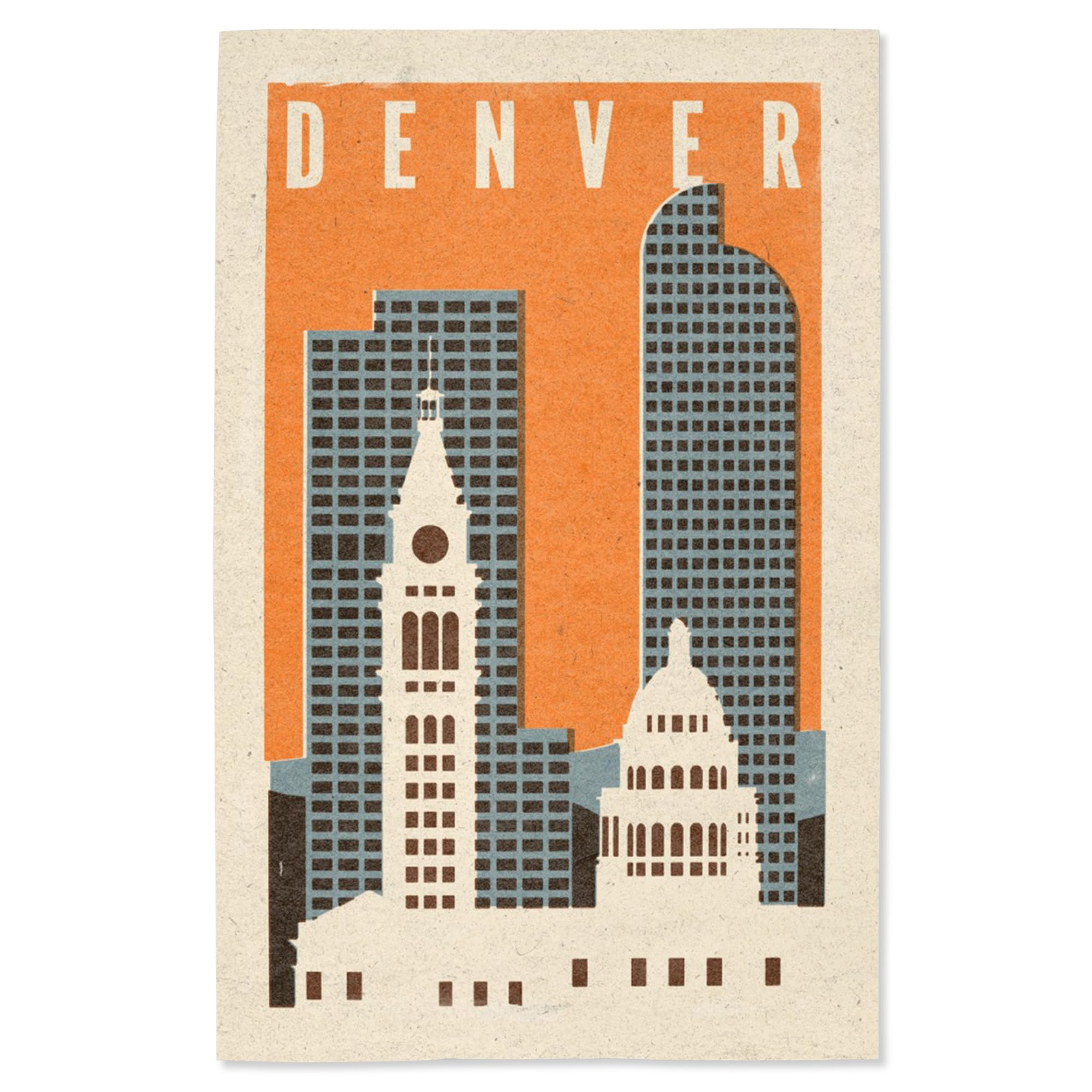 Lantern Press 16x24 Inch Giclee Print - Denver Colorado Woodblock Art - Premium Wall Decor for Living Room, Bedroom & Office