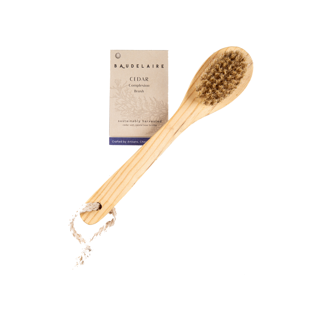 Premium Cedar Wood Long Handle Complexion Brush for Deep Cleansing & Exfoliation - Ideal for Facial Skincare, Makeup Removal & Spa Treatments