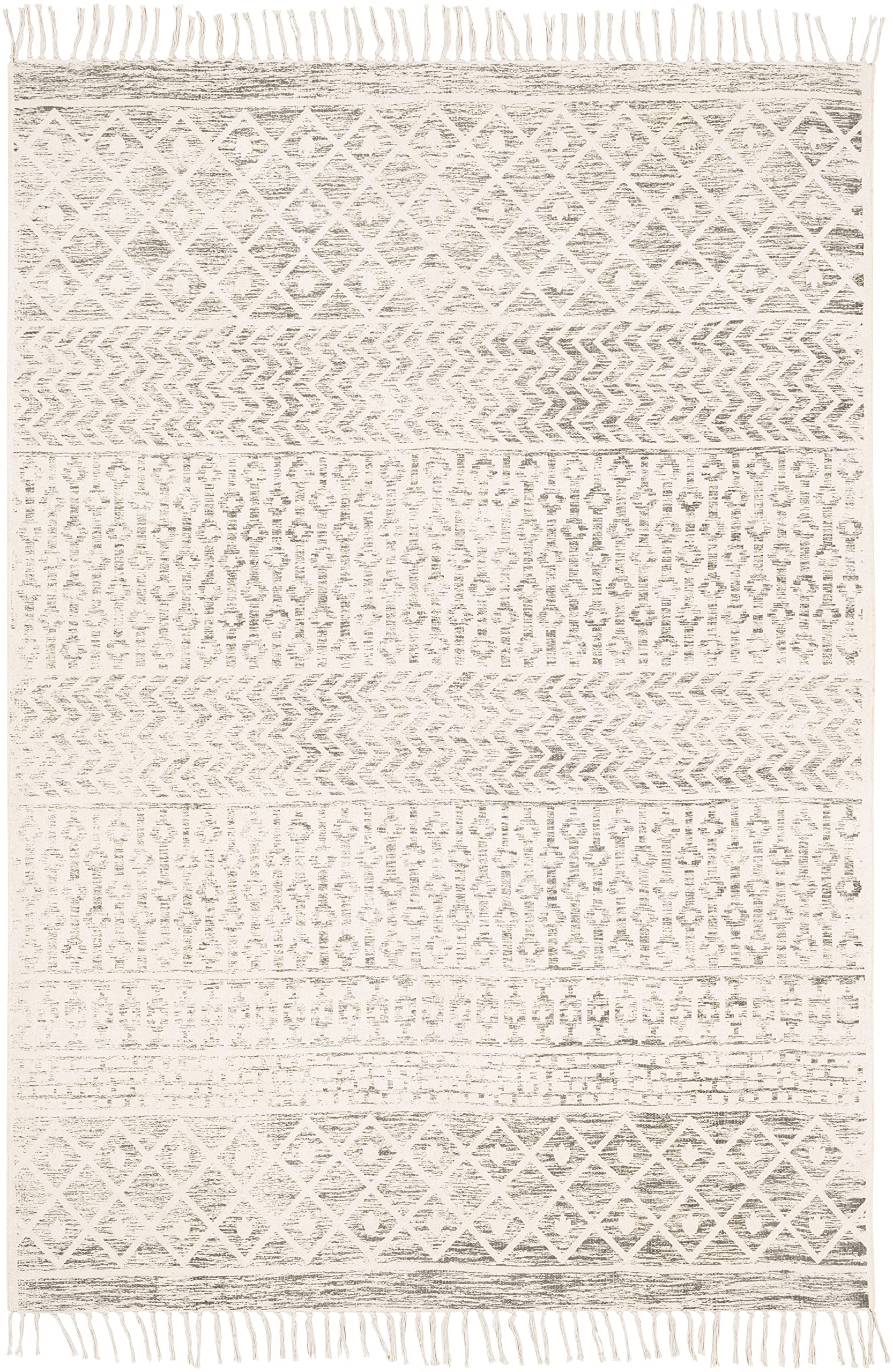 Mark&Day Anzio Global Charcoal Area Rug 2x3 ft - Soft Modern Indoor Carpet for Living Room, Bedroom, Kitchen in White Beige Black - Perfect for Home Decor & Cozy Spaces