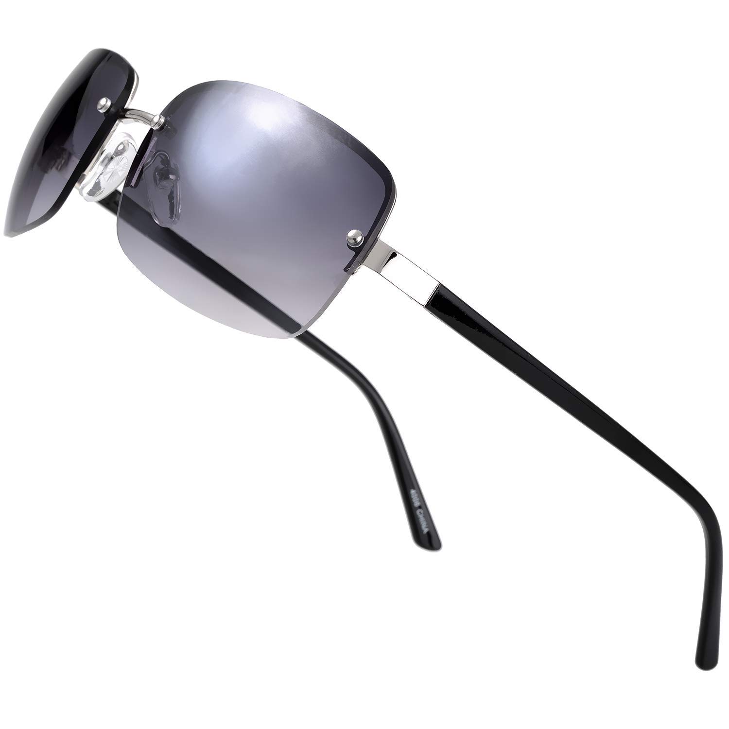 Stylish Minimalist Semi-Rimless Rectangular Sunglasses for Men & Women - UV Protection Polarized Lenses - Fashionable Unisex Shades for Driving, Beach & Outdoor Activities