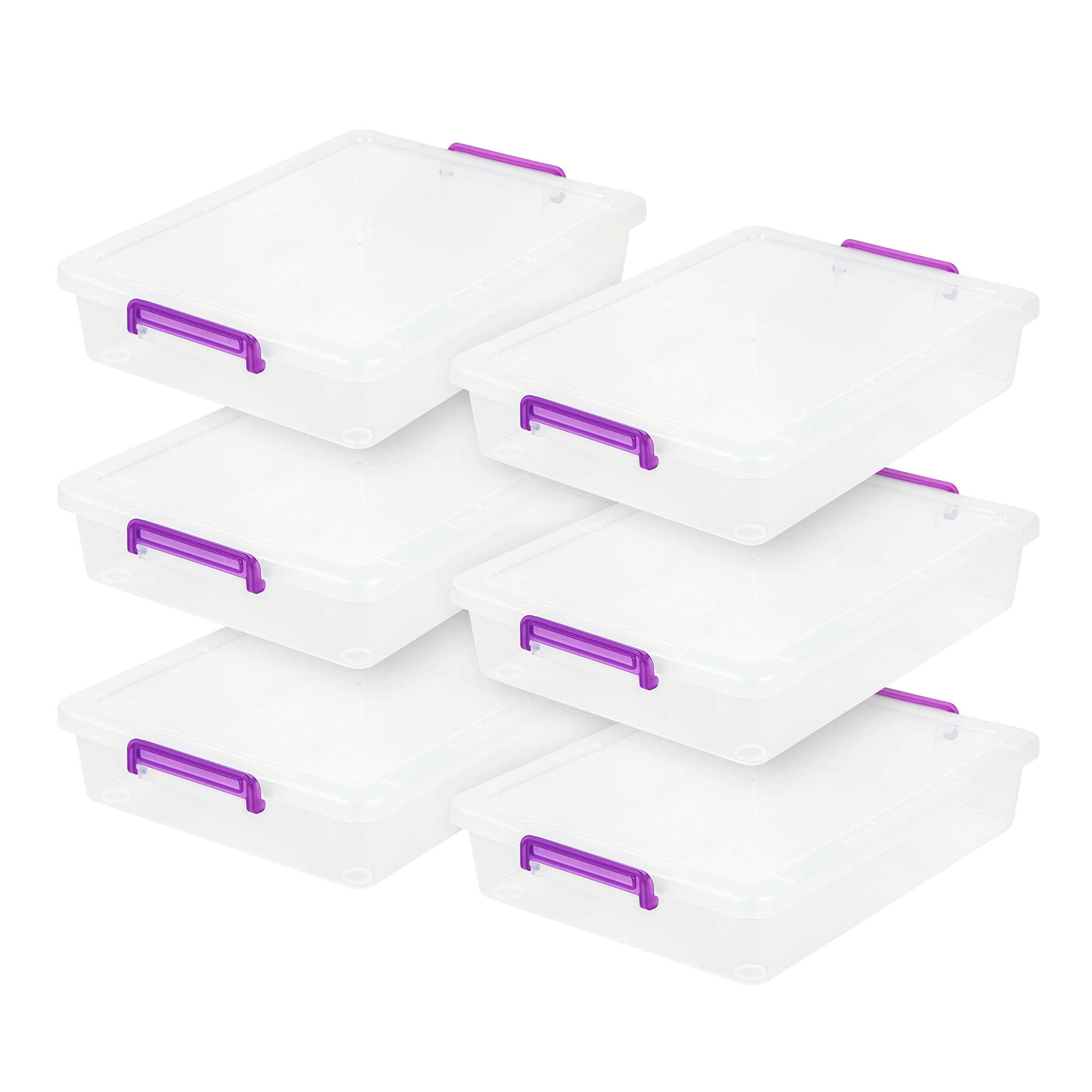IRIS USA 6 Quart Clear Plastic Storage Bins with Lids - 10 Pack Stackable Organizer Containers for Home, Office, Craft Supplies & Portable Project Cases