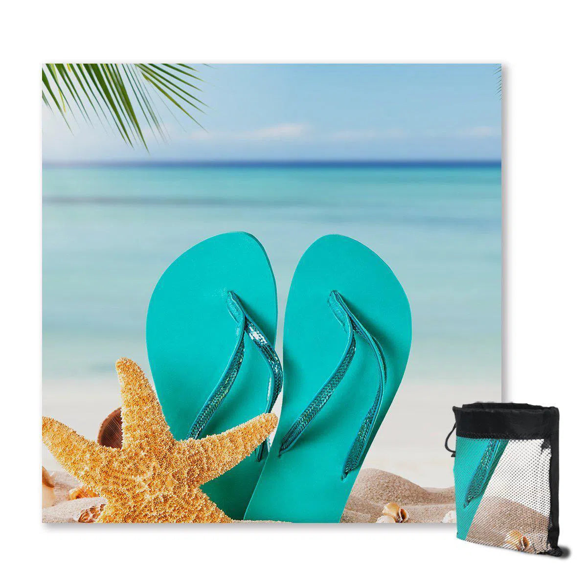 Non-Slip Beach Sand Free Towel for Flip Flops - Quick Dry Sand Resistant Travel Mat for Pool, Beach & Outdoor Activities