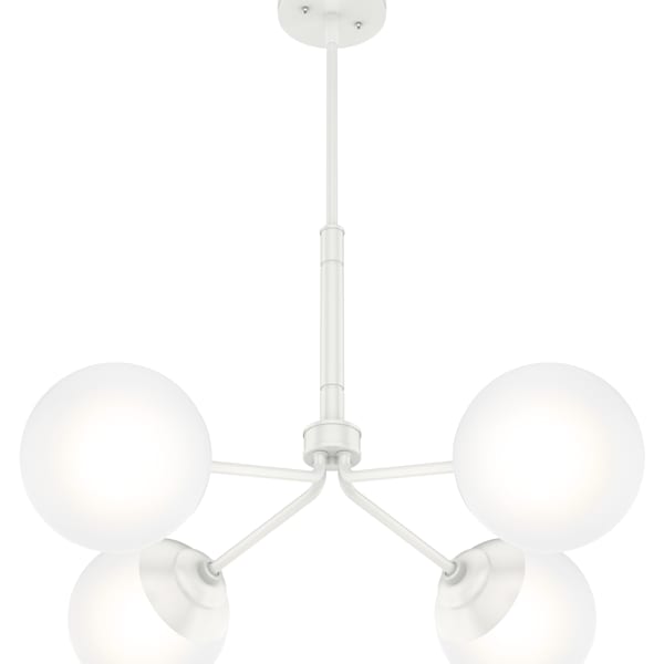 Hunter Hepburn 4-Light Matte White Chandelier - Modern Ceiling Light Fixture for Dining Room, Bedroom & Living Room Decor