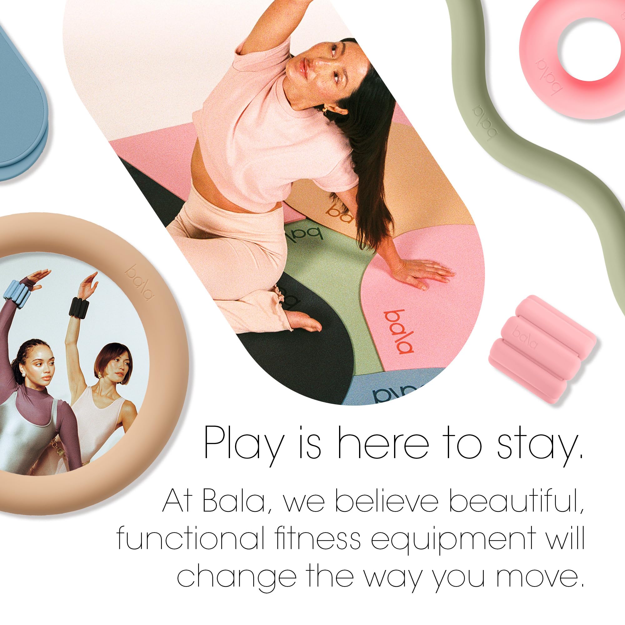 Bala Non-Slip Yoga Mat for Home Gym - Thick Exercise Mat for Yoga, Pilates, Stretching & Fitness Workouts - Perfect for Home, Studio & Travel Use