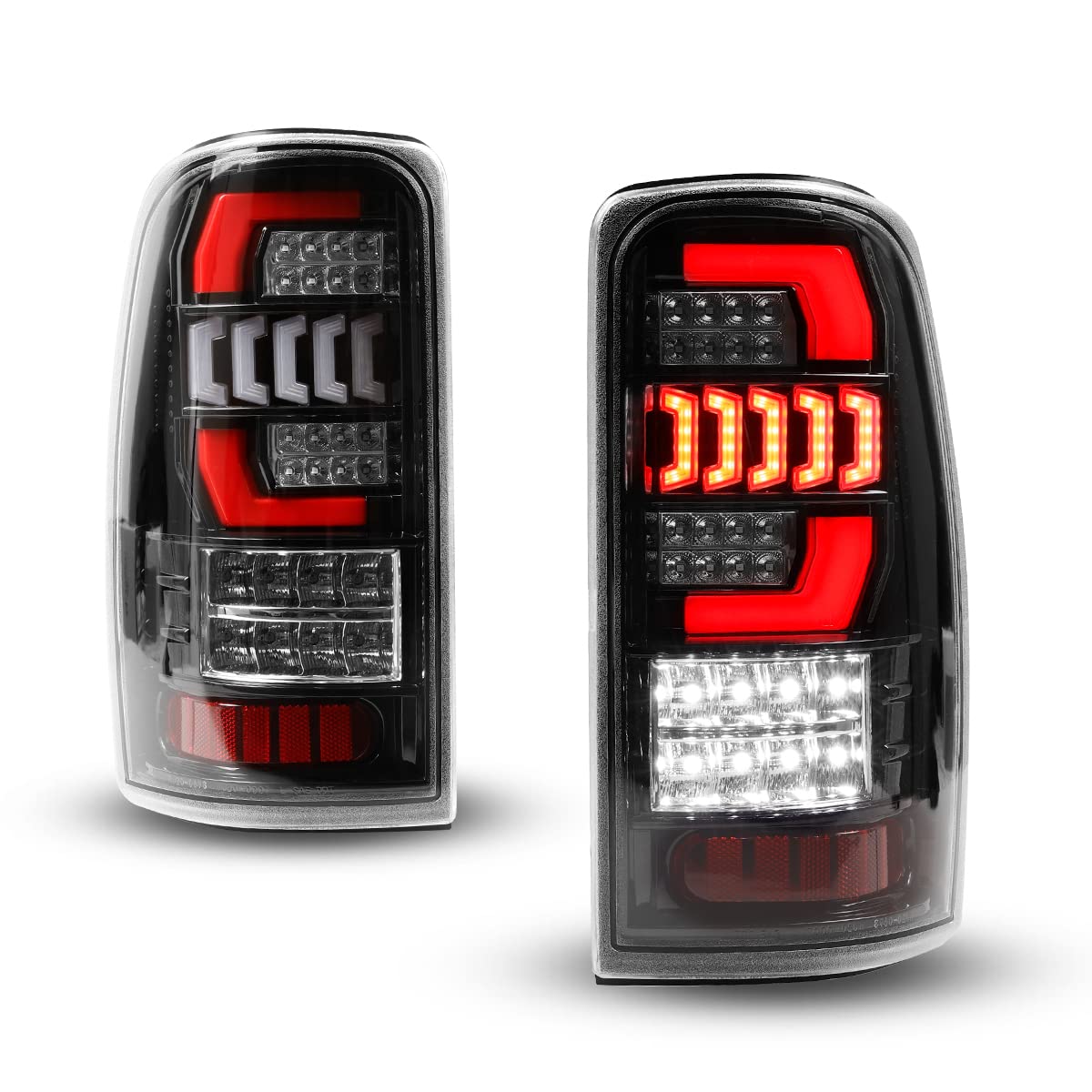Winjet Full LED Taillights Assembly for 2000-2006 Chevy Suburban 1500/2500 & Tahoe | GMC Yukon Denali | LED DRL, Brake, Reverse & Turn Signals | Clear Lens Replacement Tail Lamp | Perfect for Night Driving & Off-Road Adventures