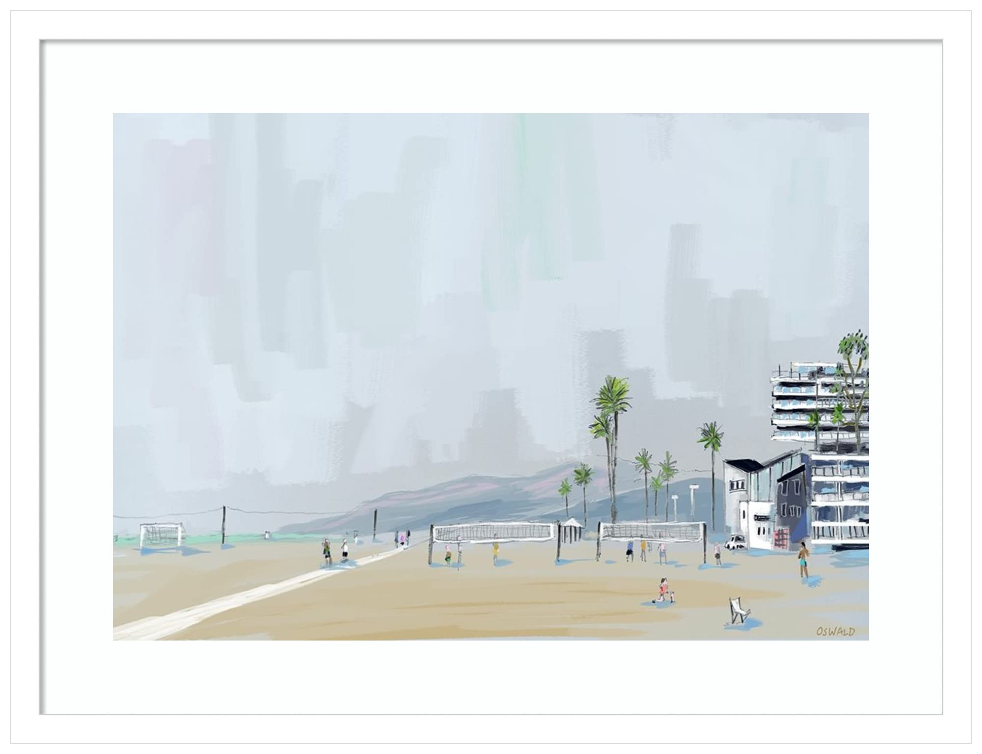 Pete Oswald Annenberg Beach House Wood Framed Wall Art Print - 25x19 Inches, Svelte White Frame - Coastal Decor for Living Room, Bedroom & Office