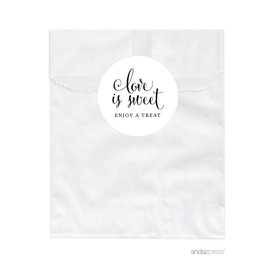 Andaz Press 24-Pack White Dessert Table Party Favor Bags - Sweet Love Theme for Wedding, Engagement & Bridal Shower Candy Buffet | Perfect for Dessert Tables, Candy Buffets, Baby Showers & Party Favors