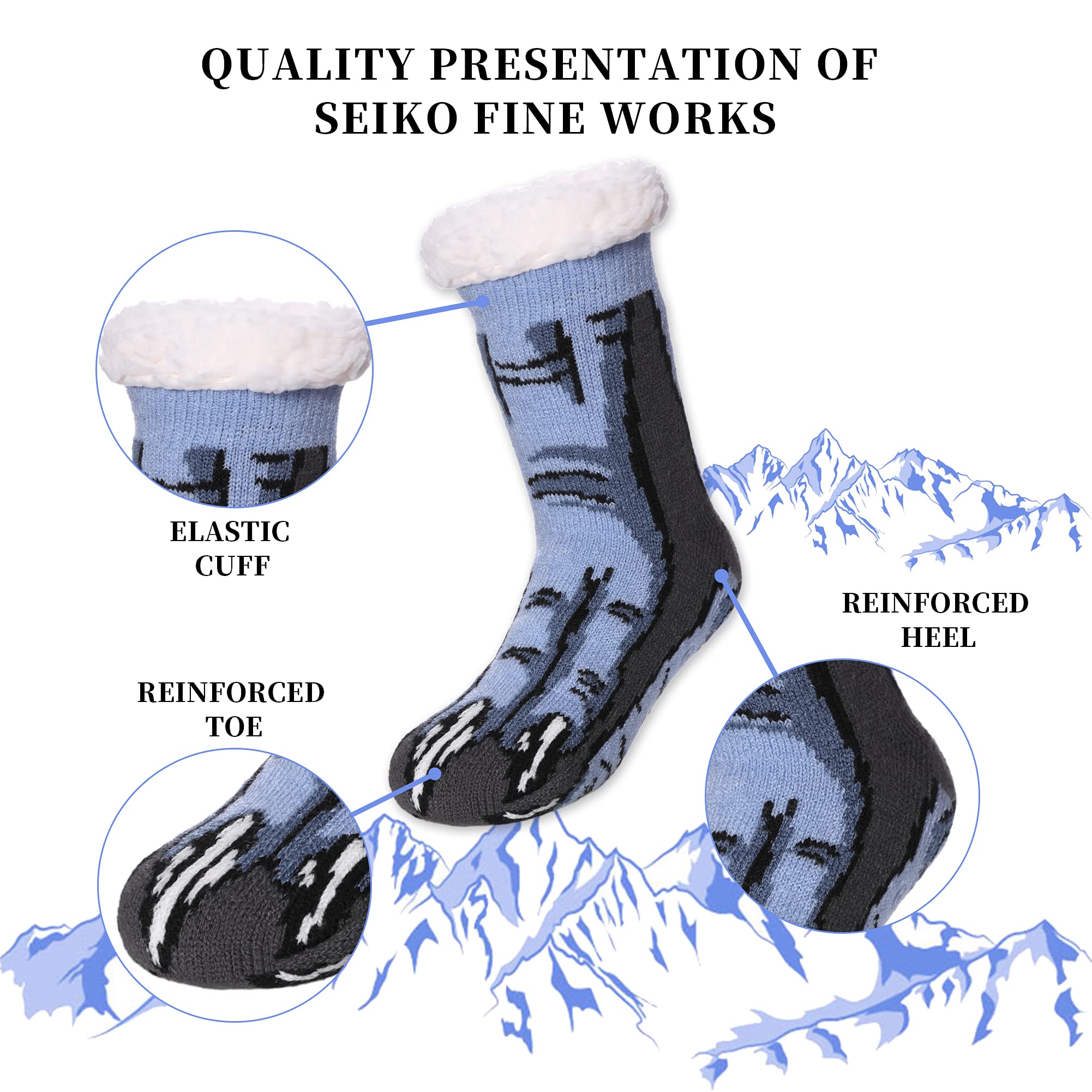 SDBING Kids Fuzzy Slipper Socks for Boys & Girls - Soft Cozy Fluffy Grips Winter Warm Non-Slip Socks - Perfect for Indoor Wear, Christmas Gifts & Cold Weather Comfort