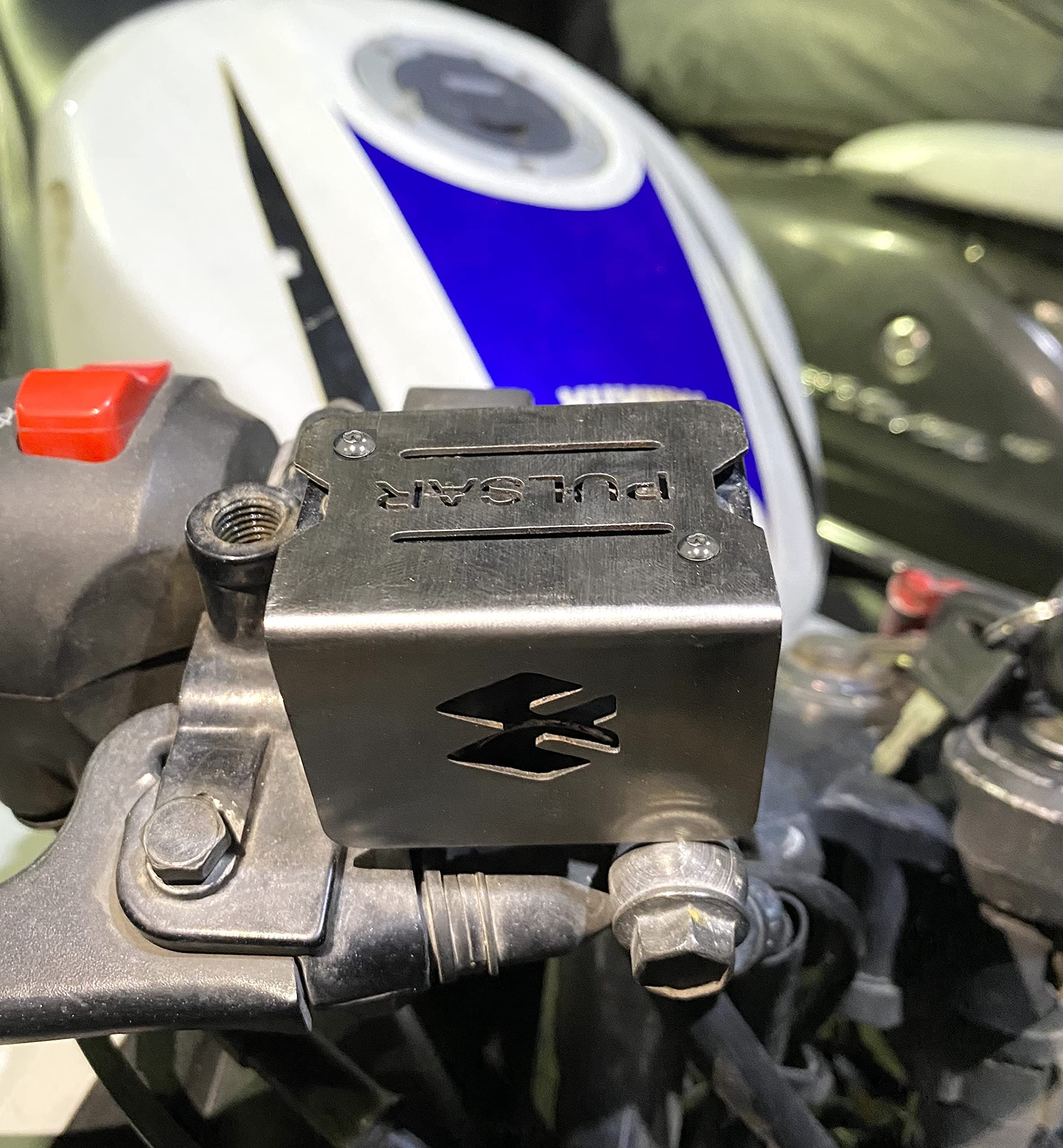 SGTB Disc Brake Oil Box Reservoir Cover for Bajaj Pulsar Master Cylinder Guard - Motorcycle Brake Protection Accessory for Off-Road & Street Riding