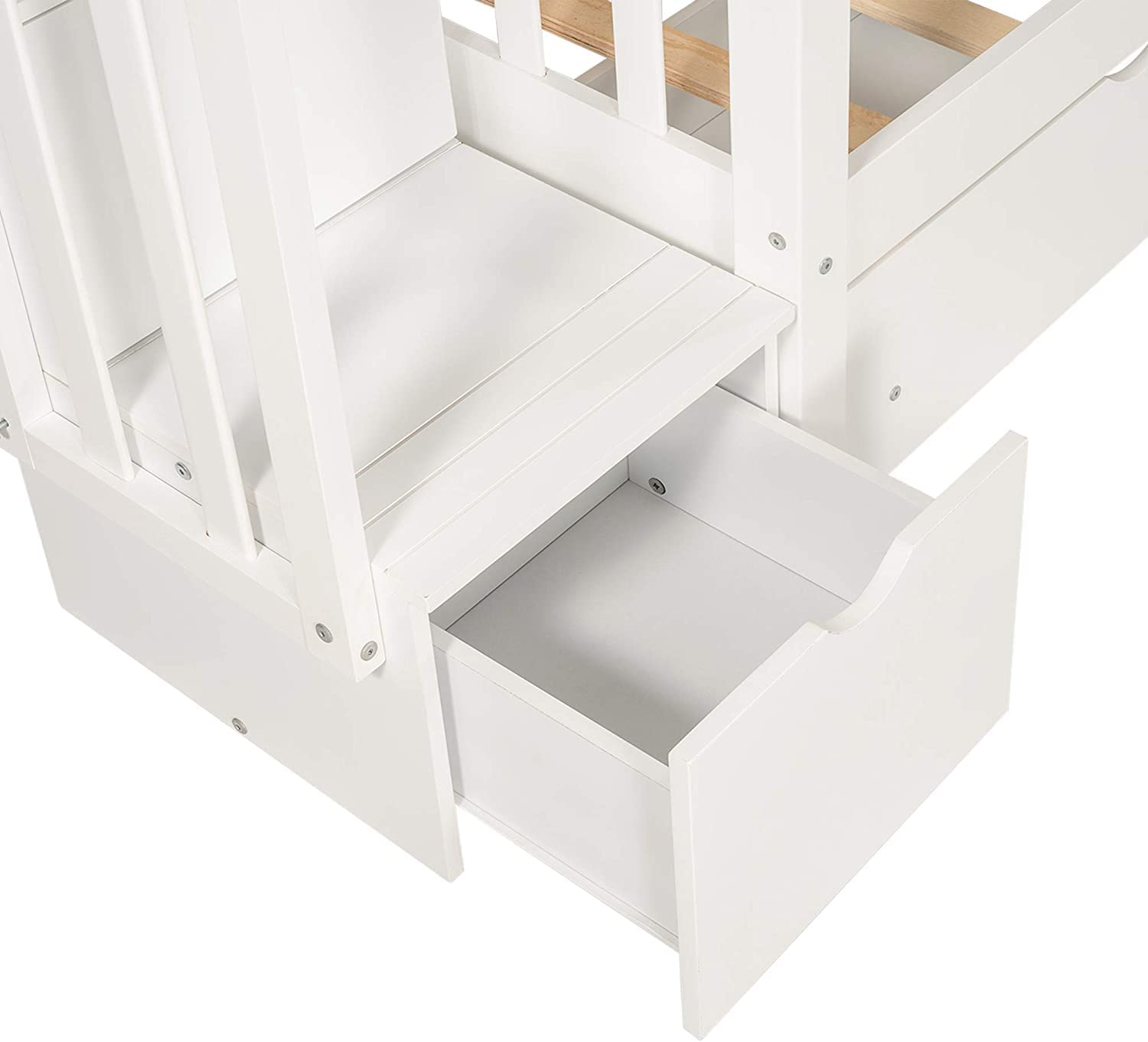 Harper & Bright Designs Full Over Full Bunk Bed with Stairs for Adults & Teens - Wooden Bunk Bed with 6 Storage Drawers & Shelves - Detachable Full Size Bunk Bed for Kids, Boys & Girls - White - Perfect for Small Bedrooms, Guest Rooms & Dormitories