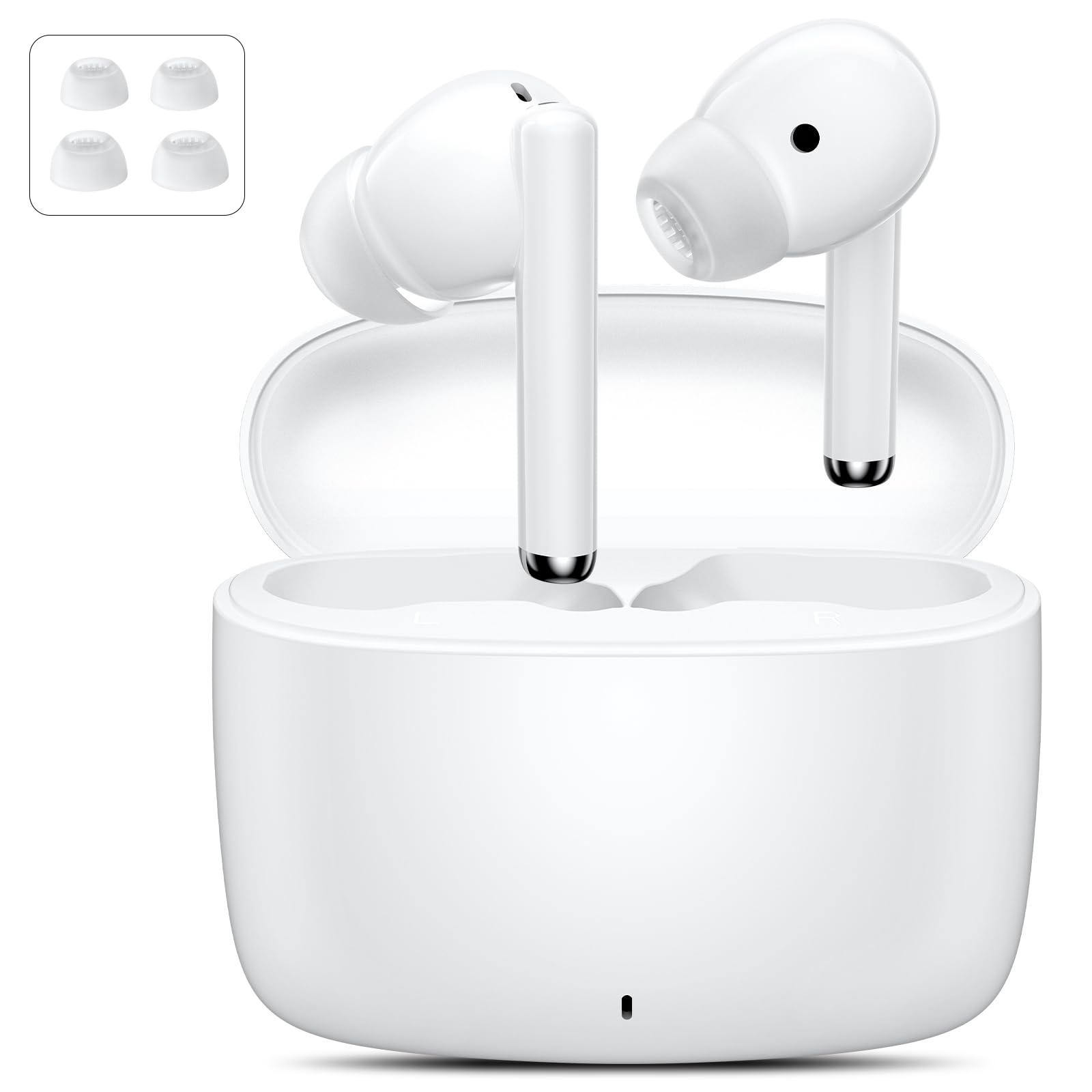 COOYA Wireless Earbuds Bluetooth 5.3 with ENC Noise Cancellation, 4 Mics, Deep Bass Stereo Sound - Compatible with iPhone 16 Pro Max/15/14/13, Samsung S25 Ultra/S24/S23/A15/A54, Pixel 9 - Perfect for Workouts, Commuting & Gaming