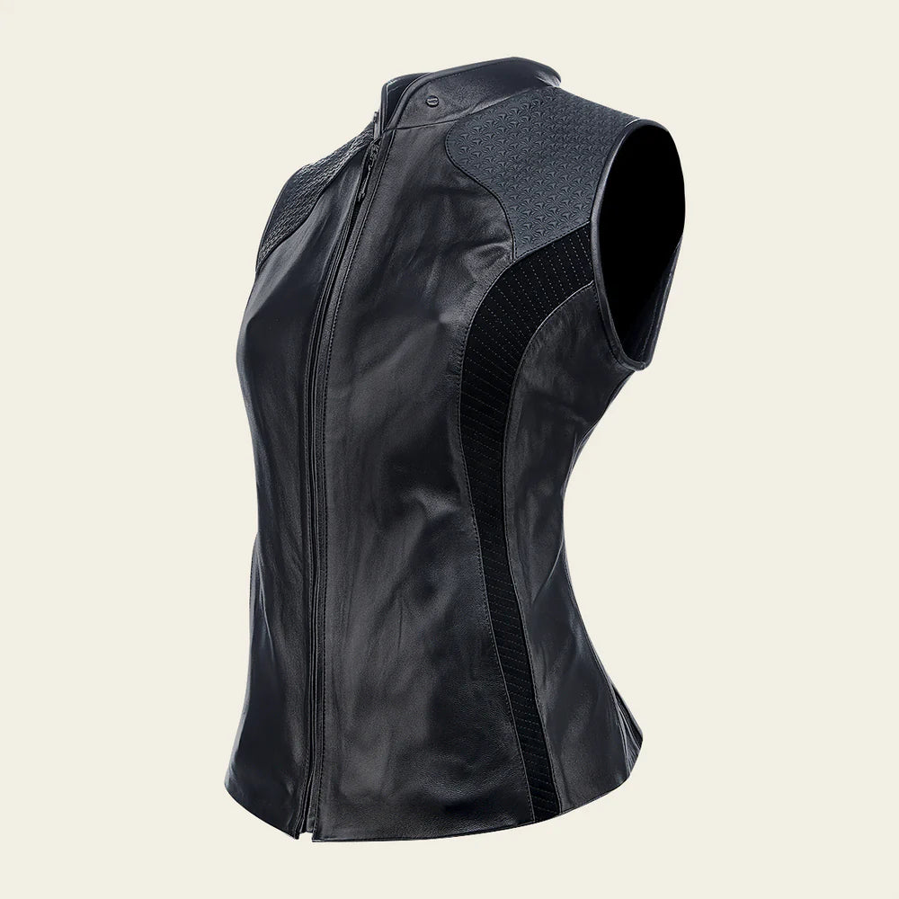 M356BOB Cuadra Black Western Fashion Lambskin Leather Vest for Women - Stylish Cowgirl Outfit for Rodeo, Country Music Concerts & Casual Wear