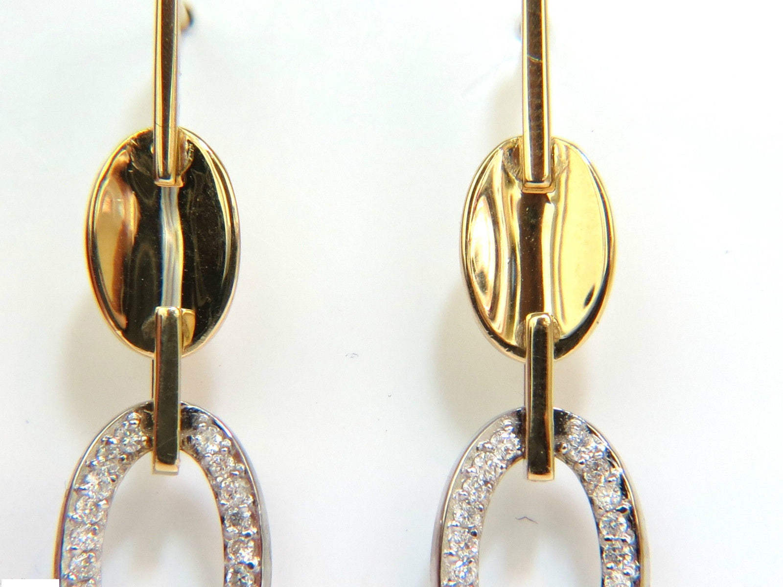 14K Two-Toned .40CT Diamond Dangle Earrings for Women - F/VS Clarity, Mirror Finish - Perfect for Weddings, Parties & Special Occasions