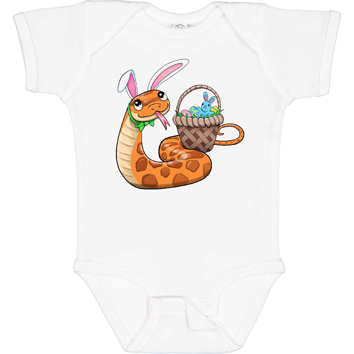 Inktastic Easter Cute Snake with Basket and Bunny Ears Baby Bodysuit - Adorable Infant Outfit for Easter Celebrations, Photo Shoots & Spring Family Gatherings