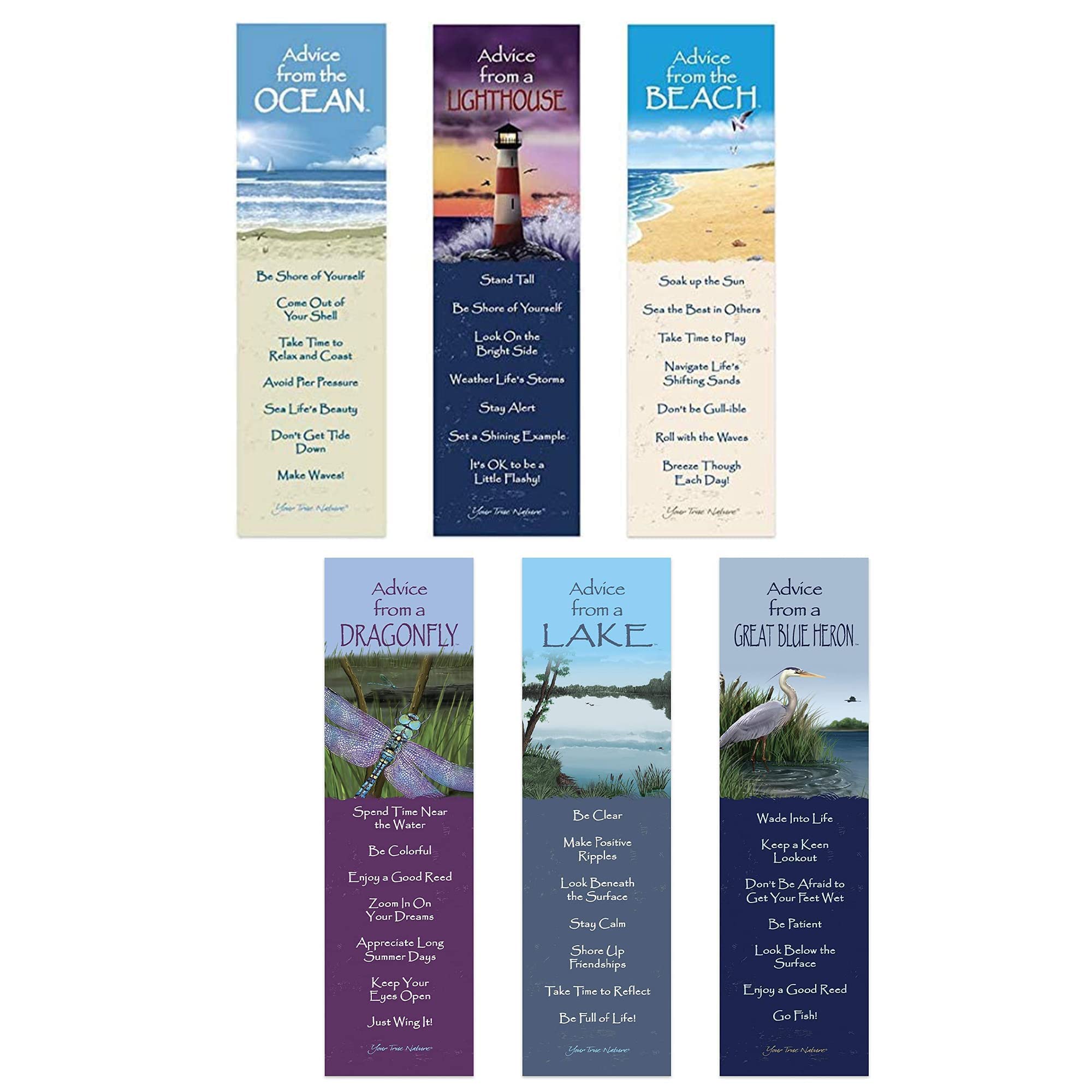 Nature Inspired Beach Bookmark Set - 6 Handmade Bookmarks for Books, Journals & Gifts - Perfect for Reading, Travel & Book Lovers
