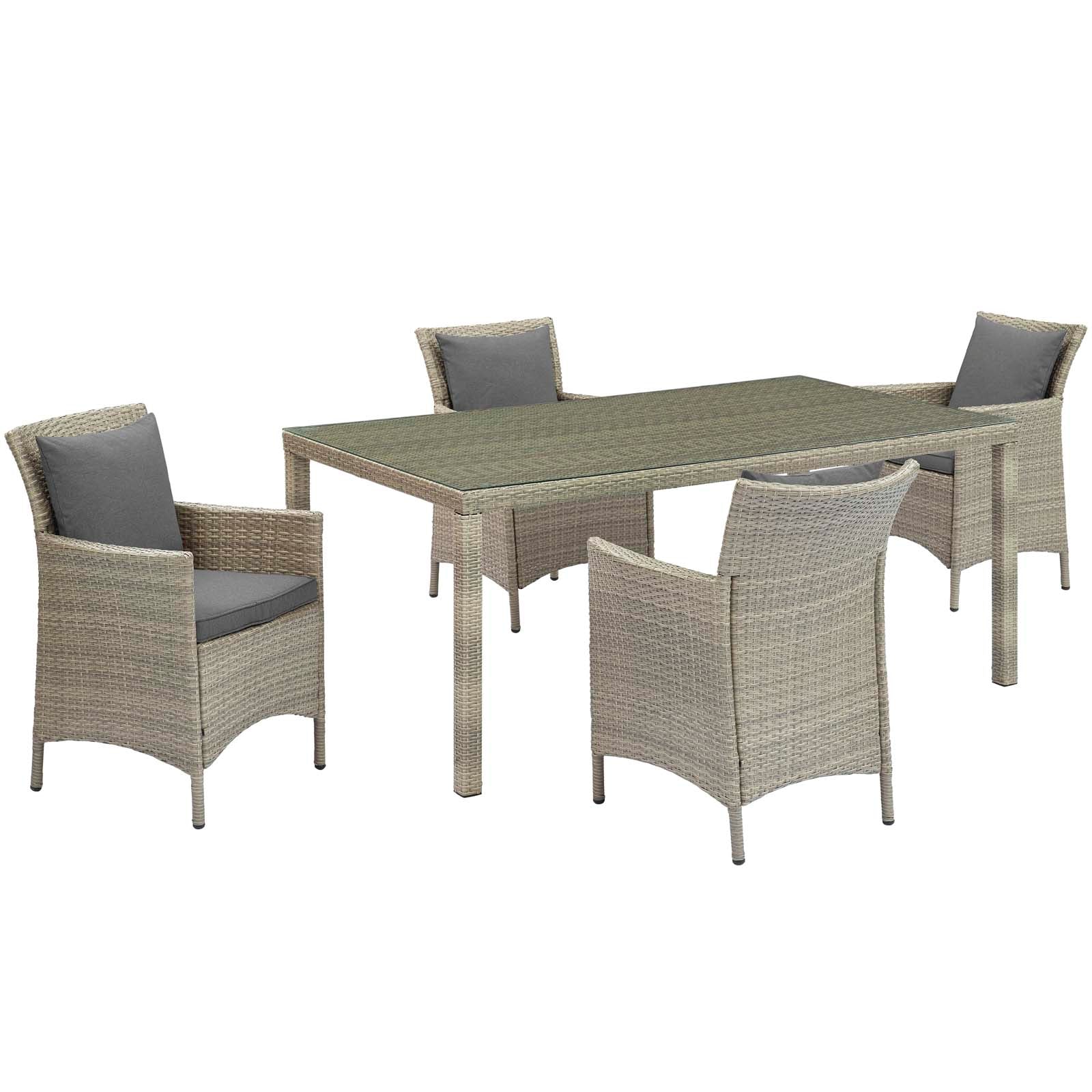 5-Piece Outdoor Patio Furniture Set - Wicker Rattan Dining Table & Chairs for Garden, Backyard, Poolside - Weather-Resistant & Durable