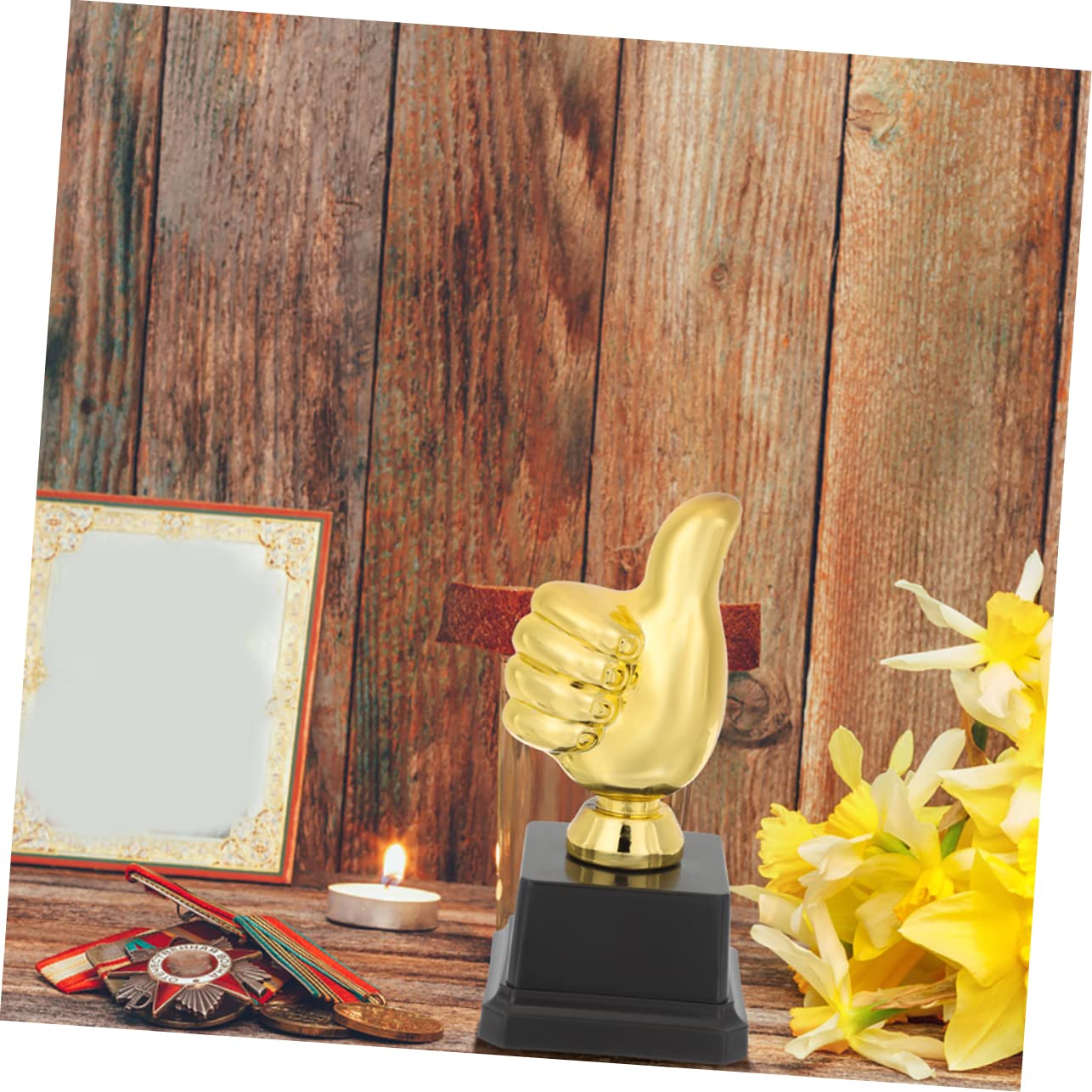 FOYTOKI 4 Pack Golden Thumbs Up Trophy Toys - Kids Reward Prize, Mini Plastic Awards for Classroom, Party Favors & Motivational Gifts for Children