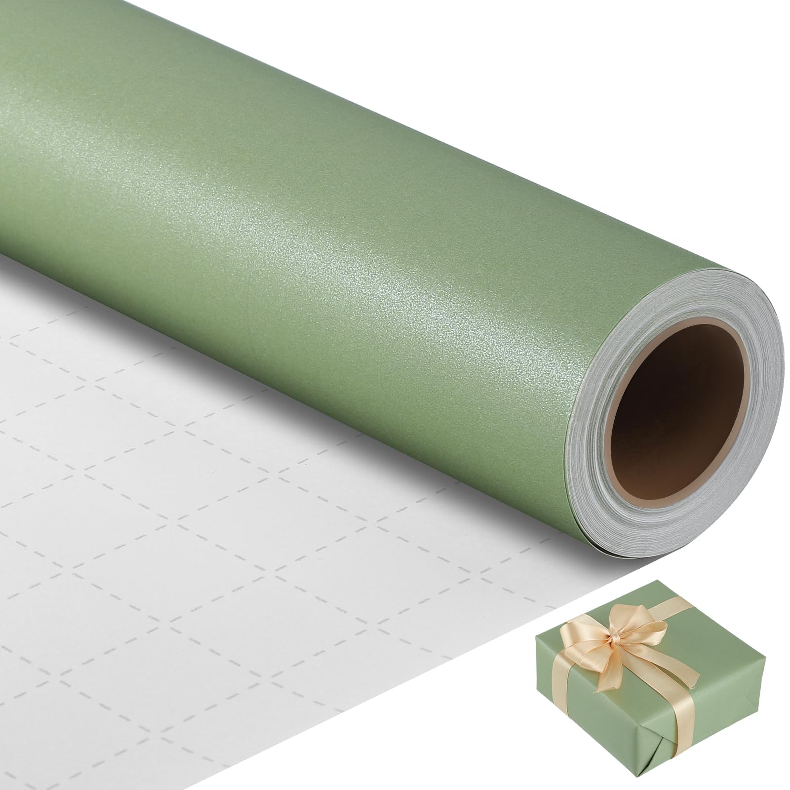 Woric Sage Green Wrapping Paper Roll - 17 Inch x 33 Feet Eco-Friendly Gift Wrap for Weddings, Baby Showers, Birthdays & Holidays | Perfect for DIY Crafts, Party Decorations & Thoughtful Gift Presentation