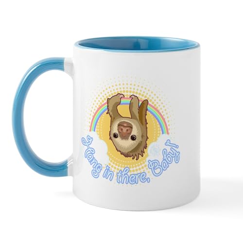 White/Blue Inside - Hang In There Sloth Mug