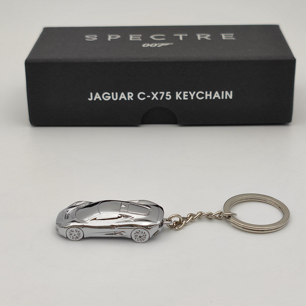 James Bond 007 Spectre Jaguar C-X75 Diecast Keychain - Silver Keyring Toy Car Gift for Fans & Collectors - Perfect for Keys, Bags, and James Bond Memorabilia Display