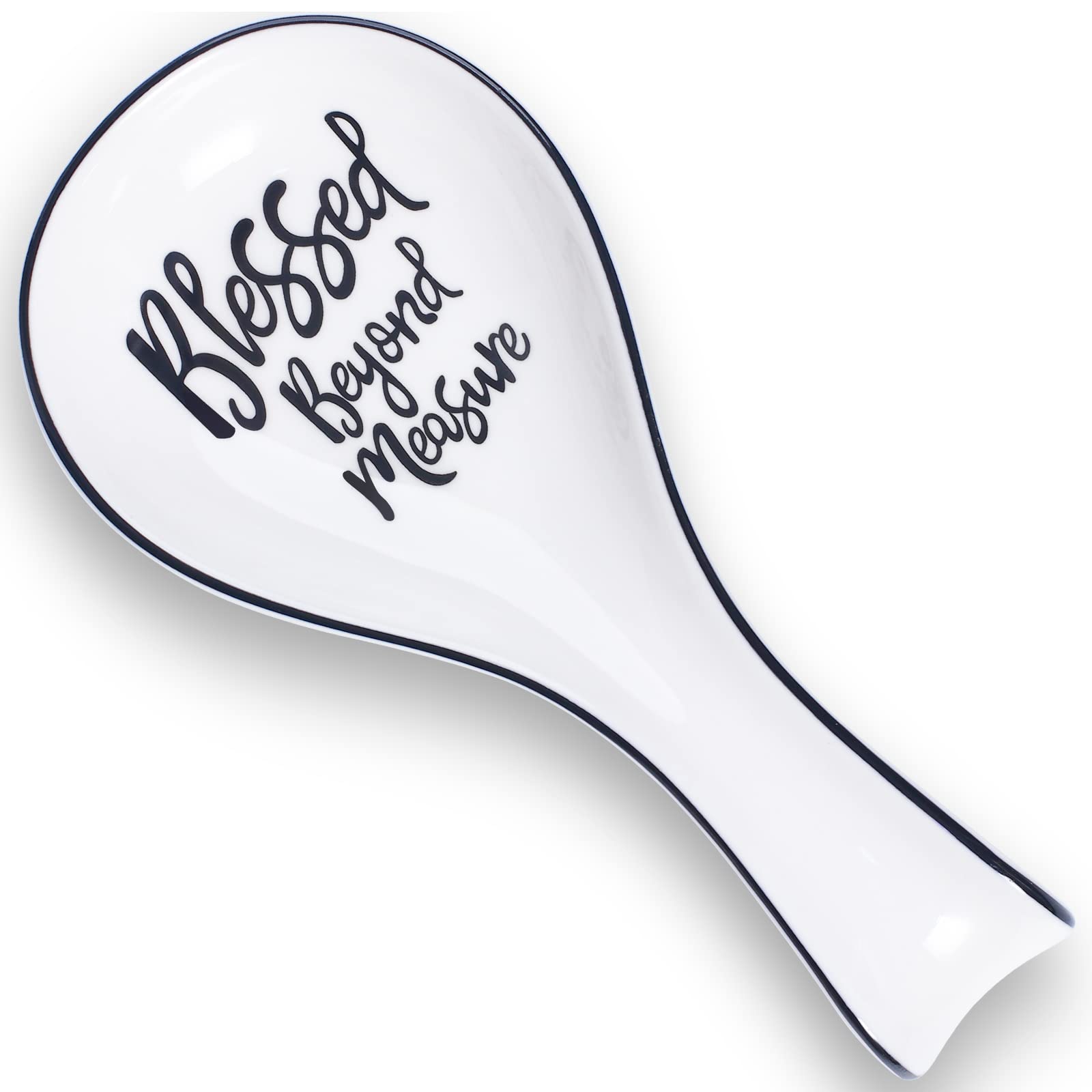 WABHAS White Ceramic Spoon Rest for Stove Top - Kitchen Counter Spoon Holder & Ladle Rest - Elegant Kitchen Decor for Cooking, Serving & Countertop Organization