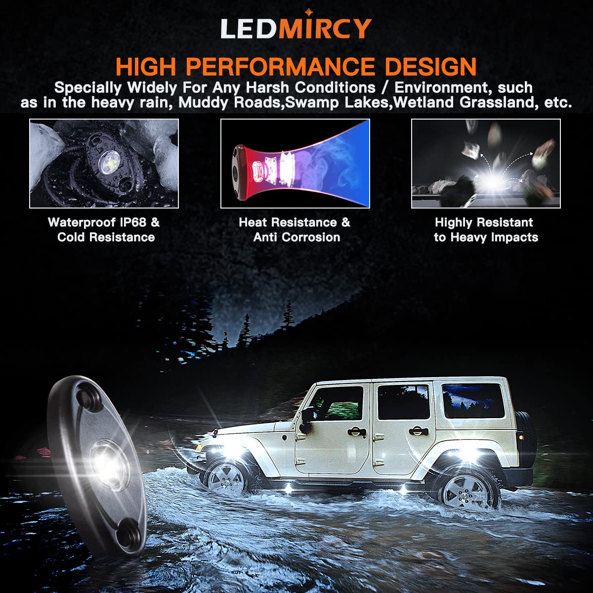 12PCS LED White Rock Lights - Waterproof High Power Underglow Neon Lights for Off Road Truck, ATV, SUV, RZR, Car & Boat - Shockproof Underbody Trail Rig Lights (12 Pods White) - Perfect for Off-Roading, Night Driving & Vehicle Customization
