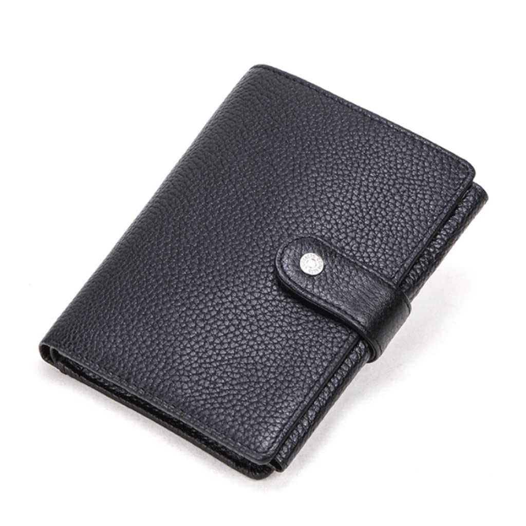 Genuine Leather Wallet for Men - RFID Blocking Slim Bifold Wallet with Card Holder & Passport Pocket (Black) - Perfect for Travel, Business & Everyday Use