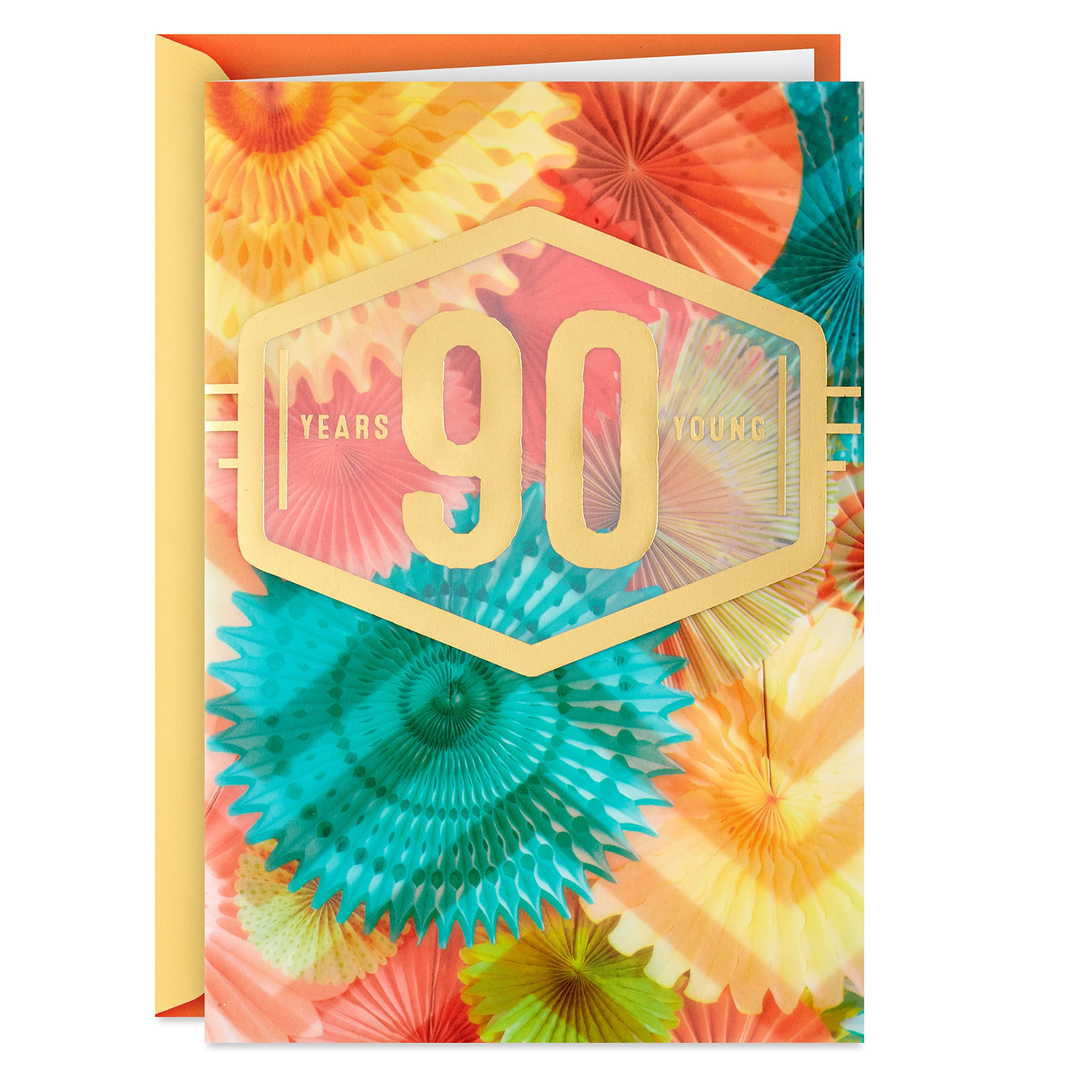 Hallmark 90th Birthday Card - 90 Years Young - Funny & Heartwarming Greeting Card for Milestone Celebrations, Parties & Special Moments